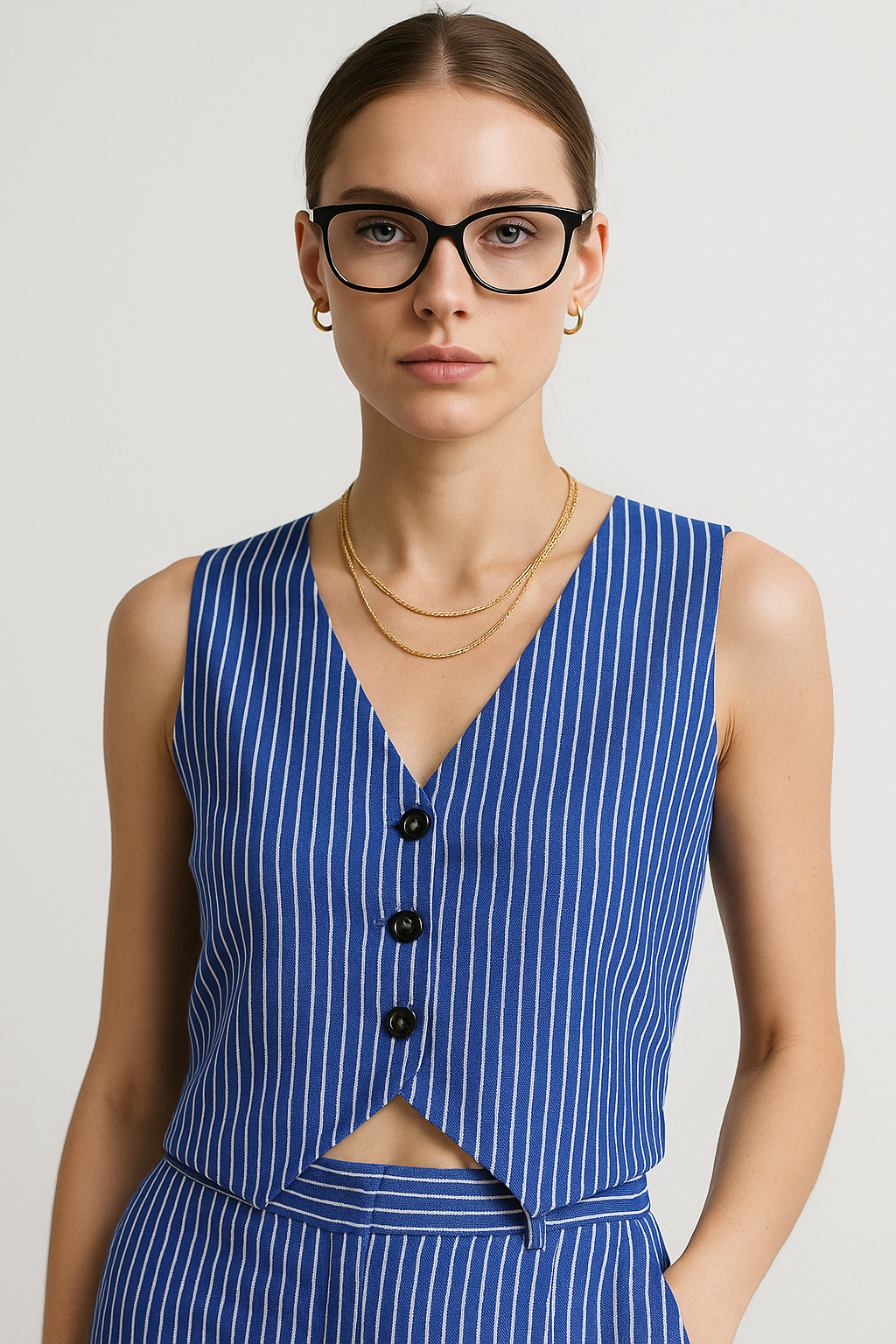 Blue Waist Coast & Trouser Pants Coord Women