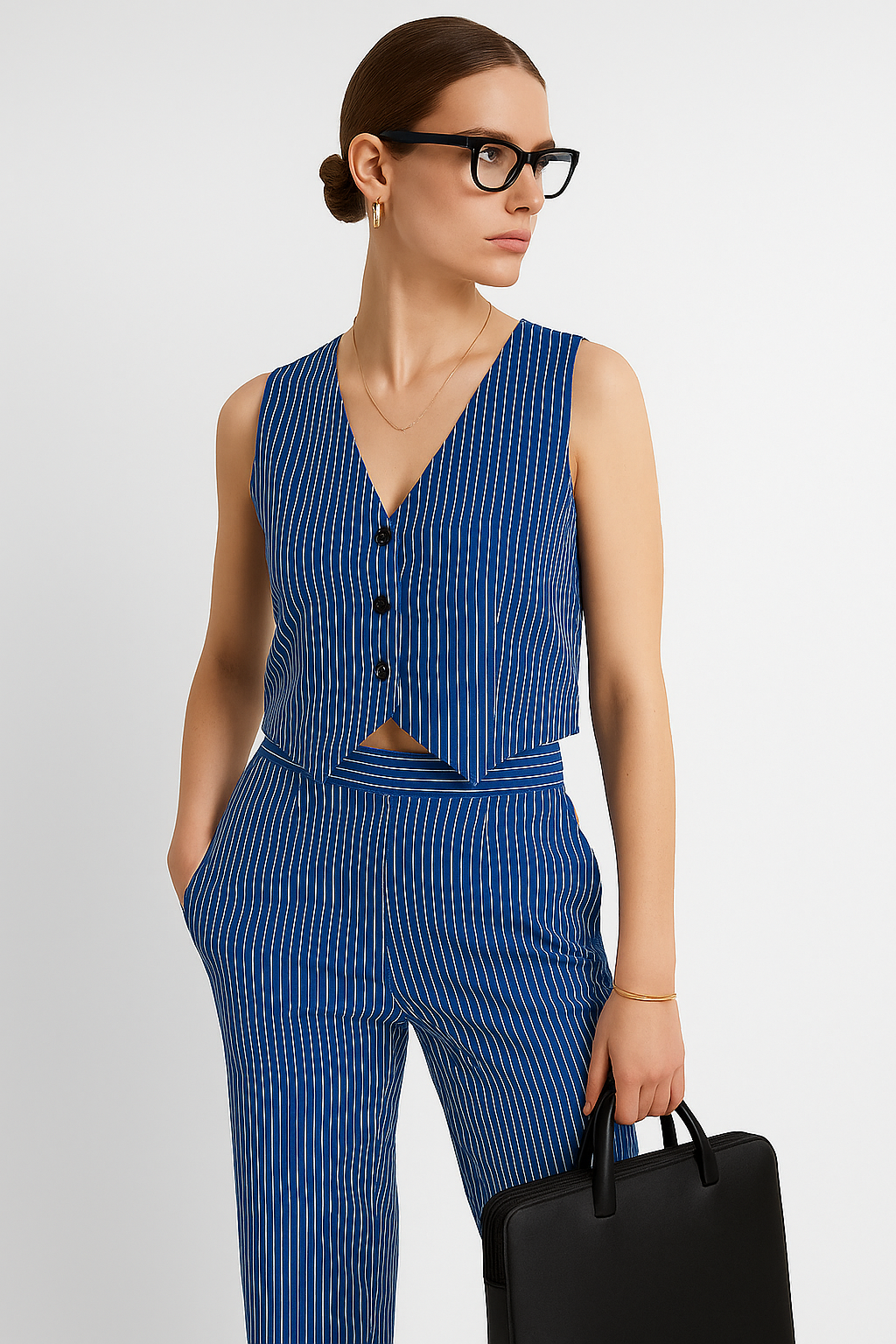 Blue Waist Coast & Trouser Pants Coord Women