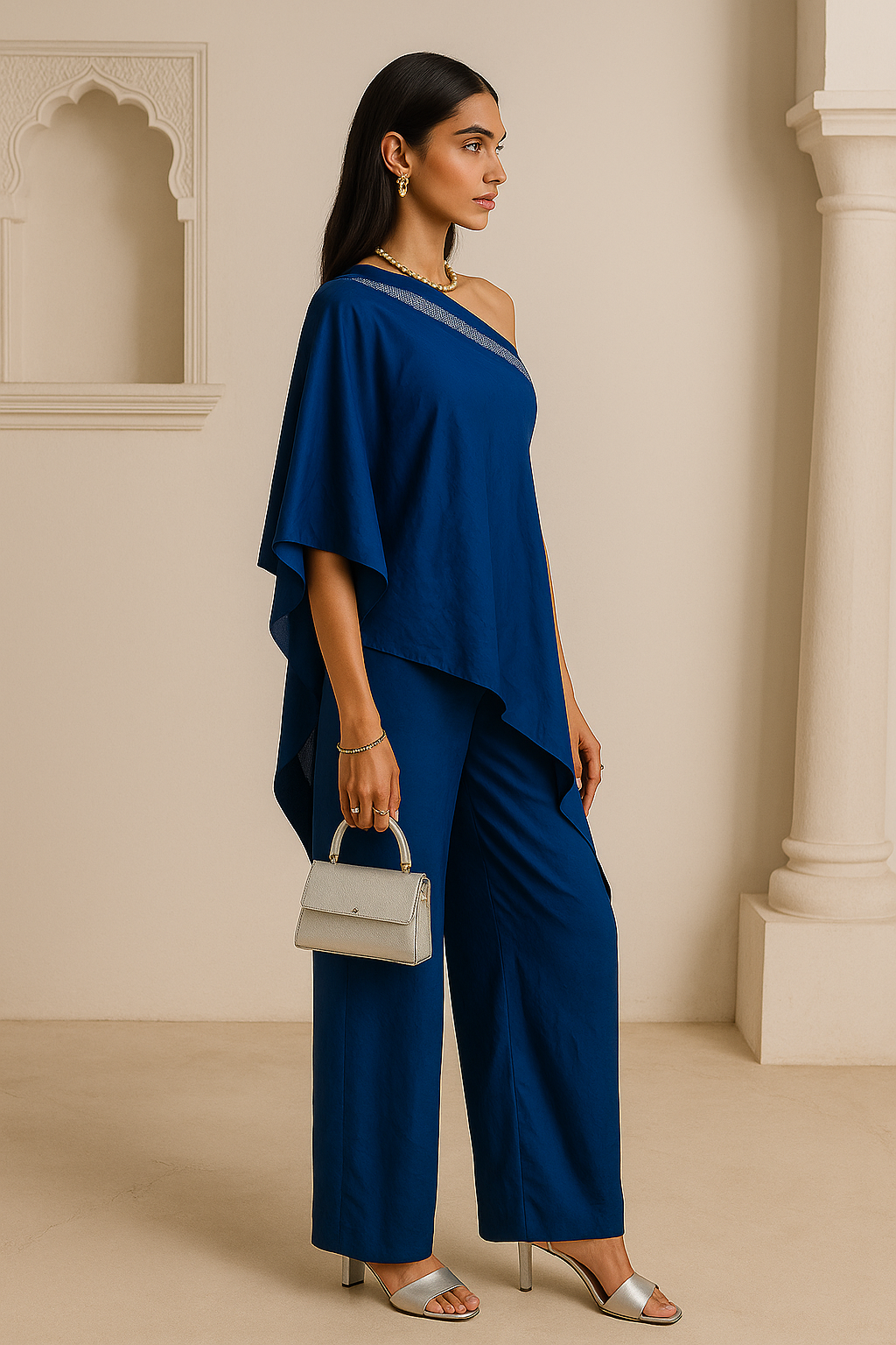 Royal One Shoulder Coord set Blue