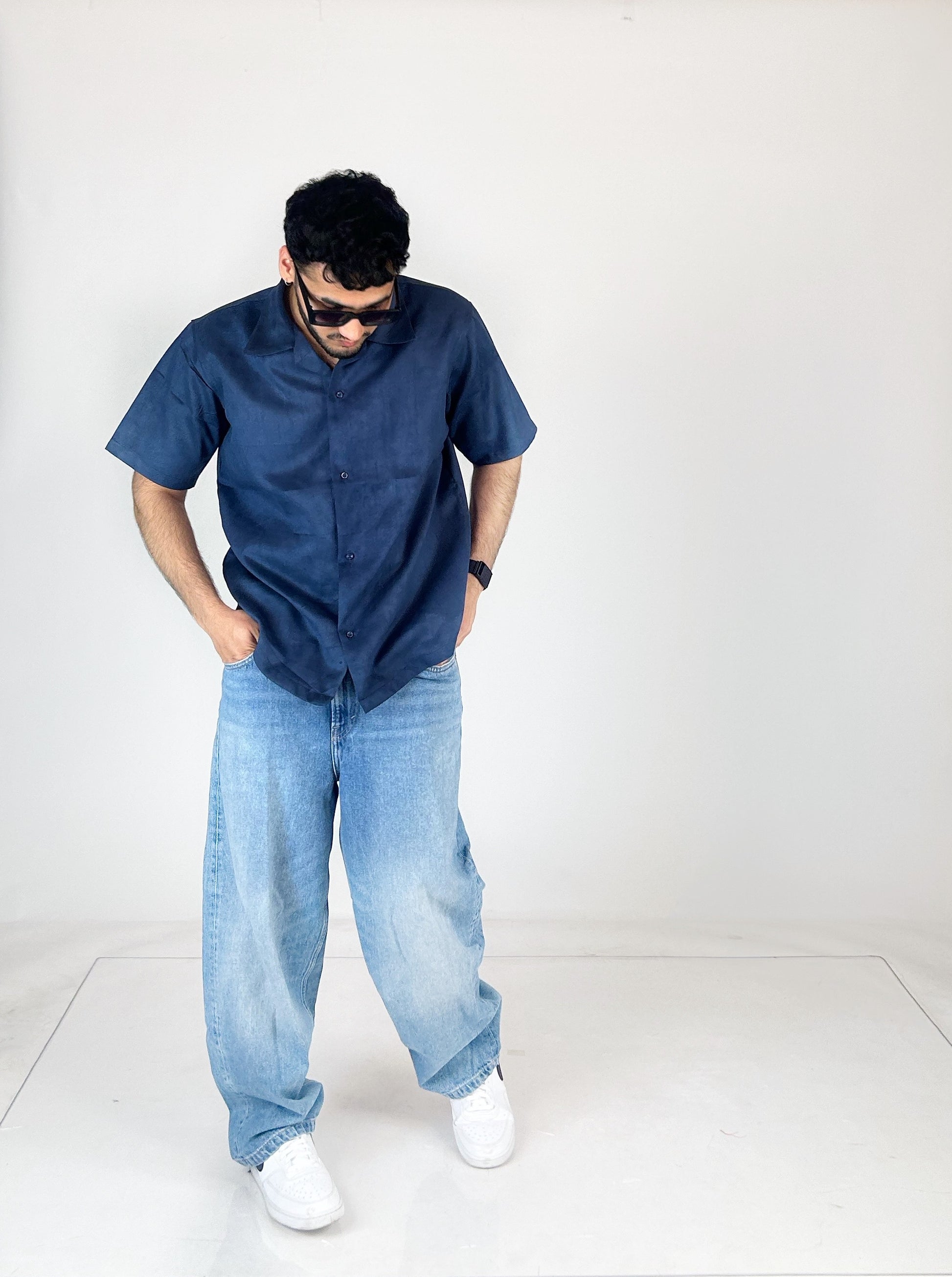 Navy Suede Unisex Shirt