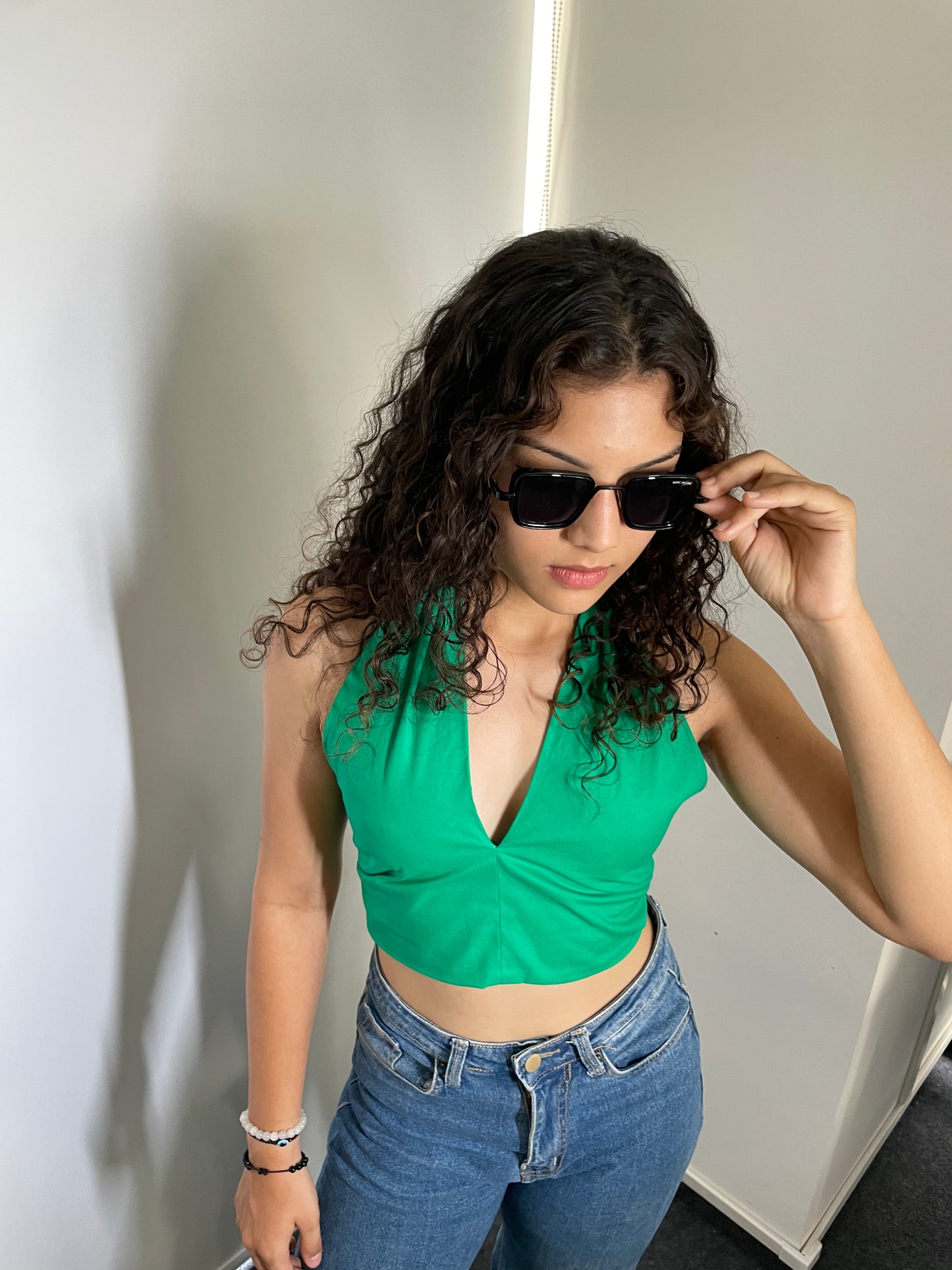 Green Halter Neck crop top