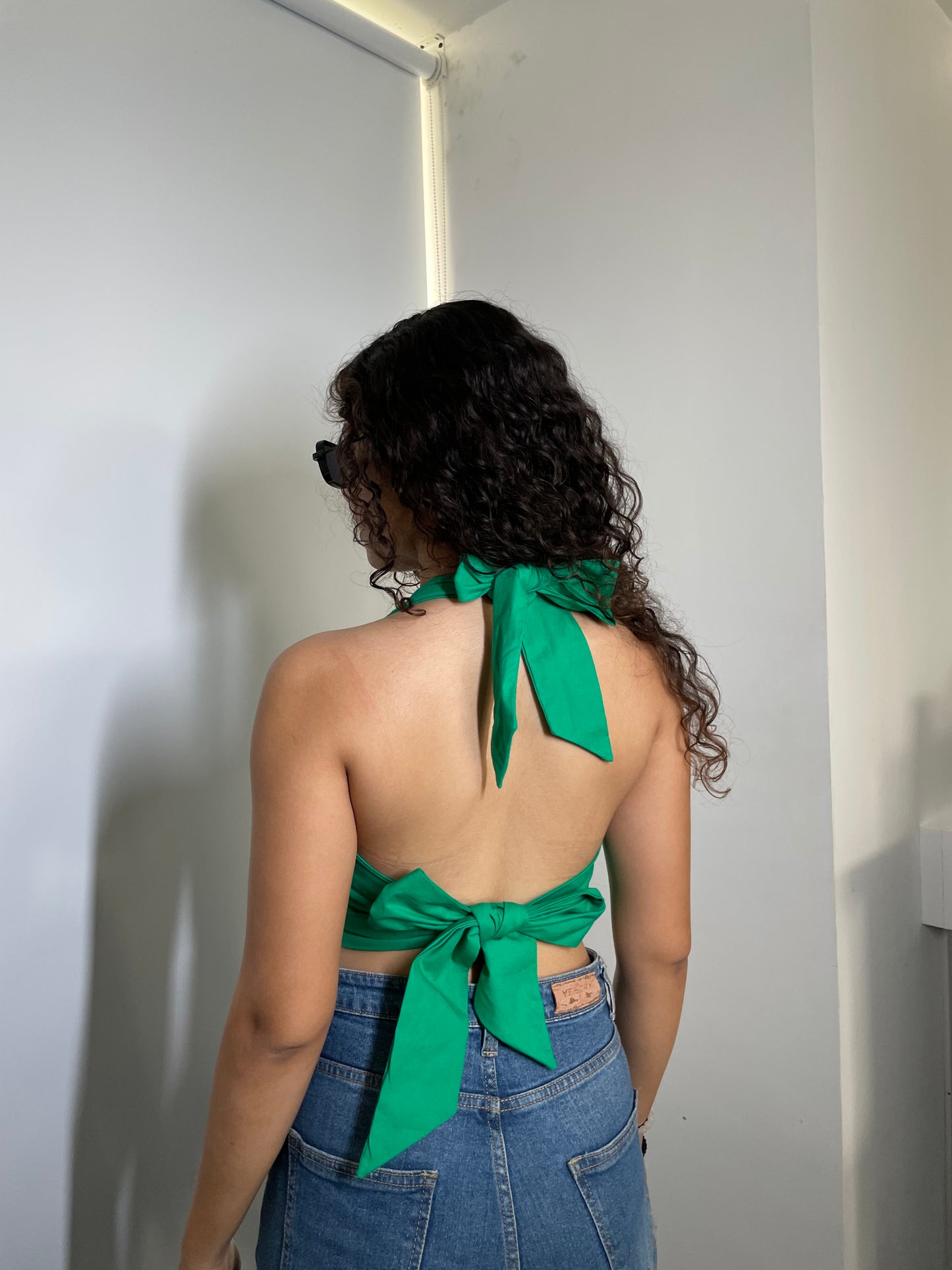 Green Halter Neck crop top