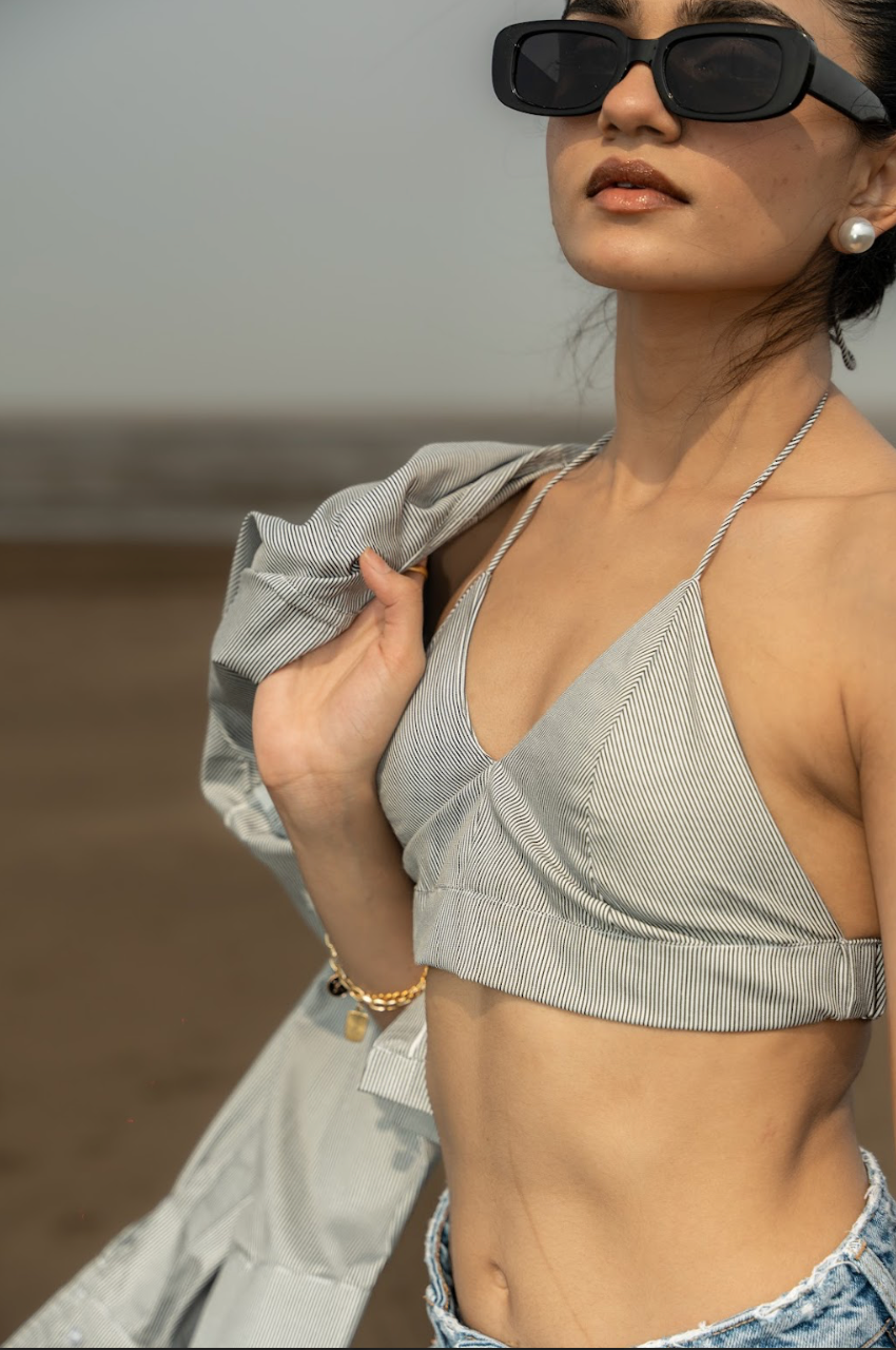 Elevated Bralette Top & Shirt Black Combo