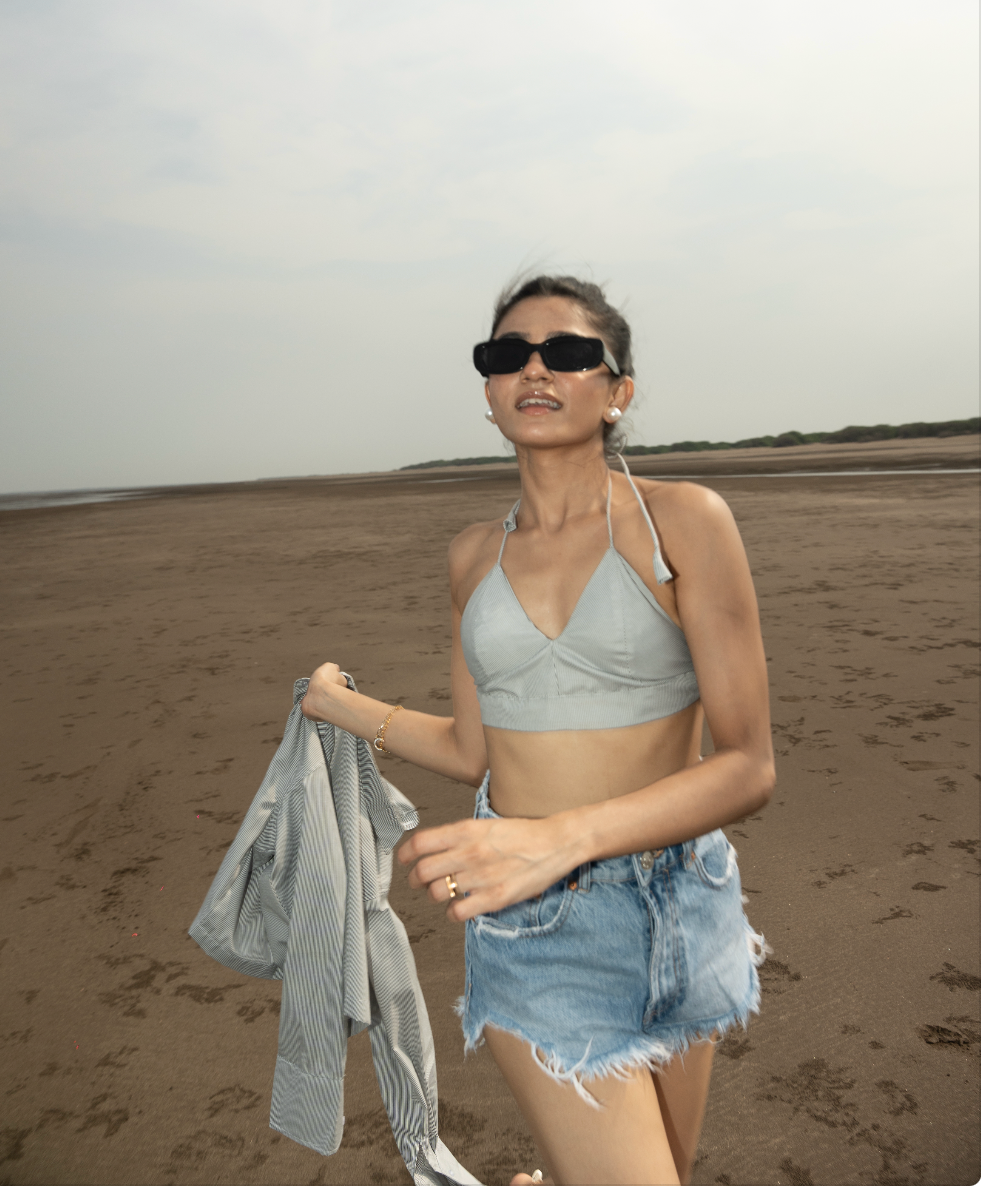 Elevated Bralette Top & Shirt Black Combo