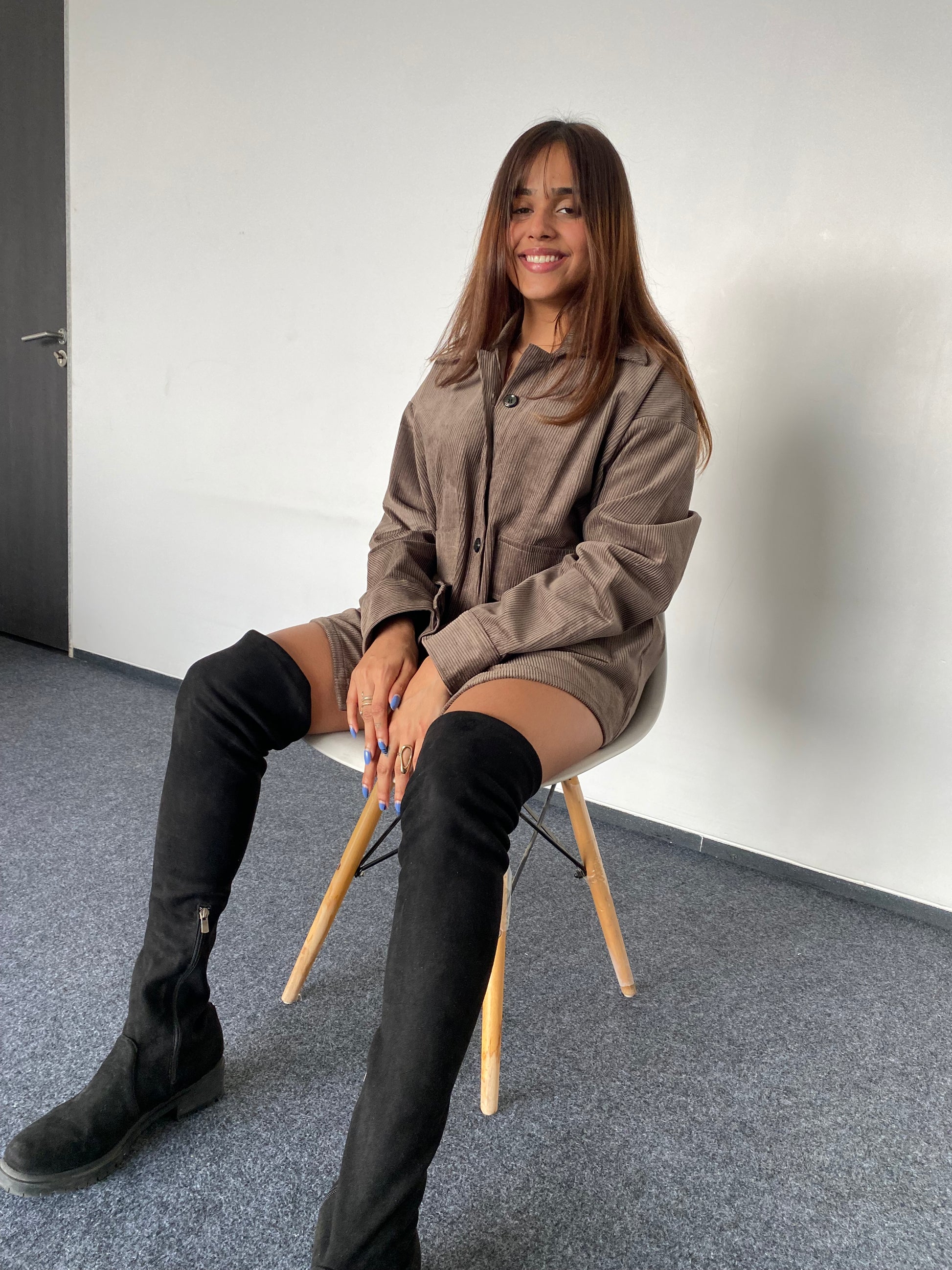 Metallic Grey Corduroy Jacket Unisex