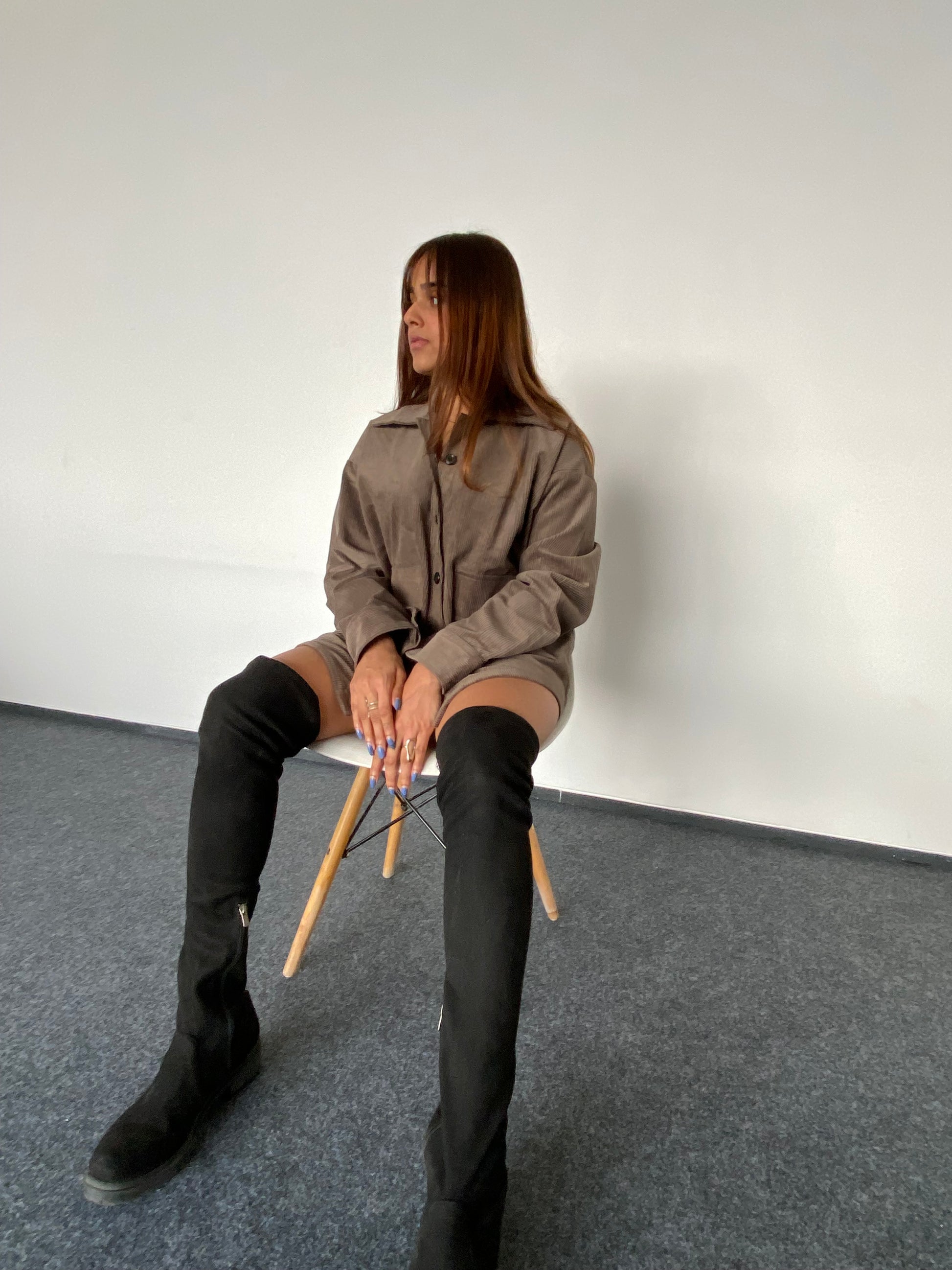 Metallic Grey Corduroy Jacket Unisex