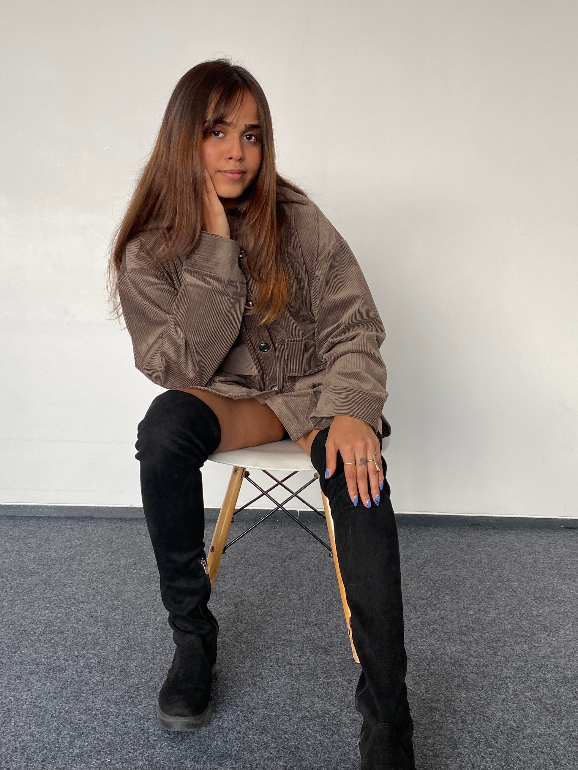 Metallic Grey Corduroy Jacket Unisex