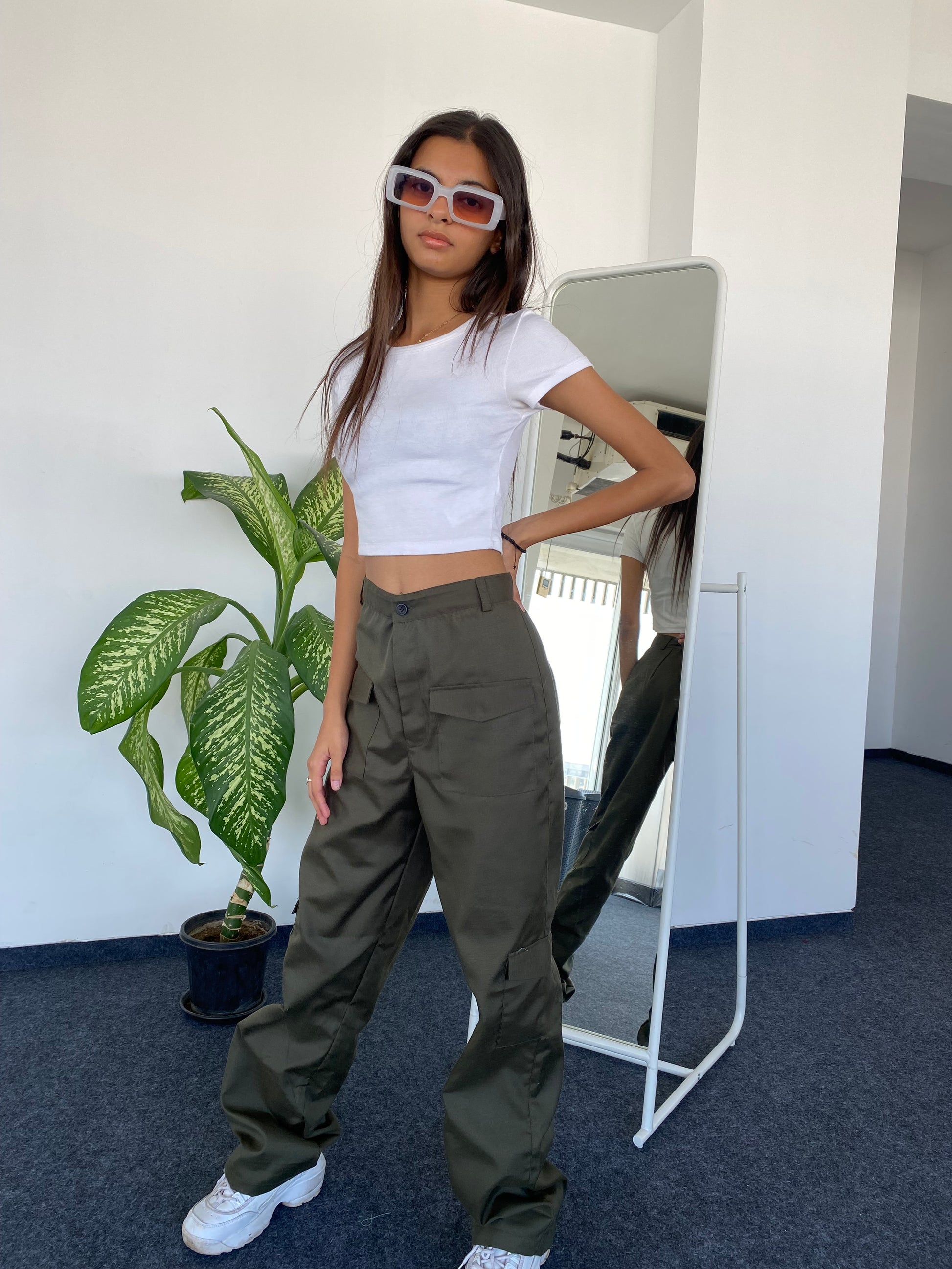 Olive Cargo Utility Pants
