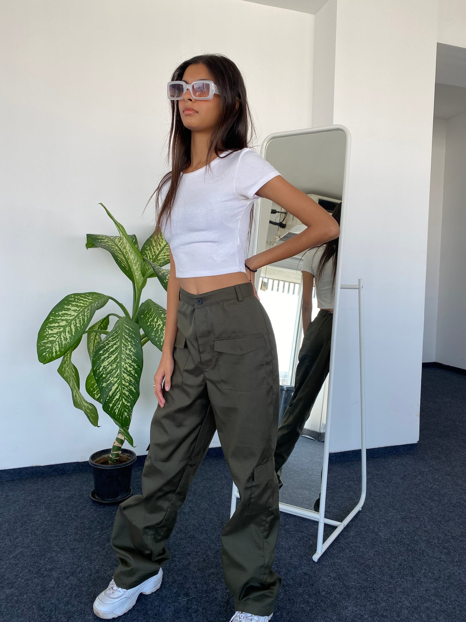 Olive Cargo Utility Pants