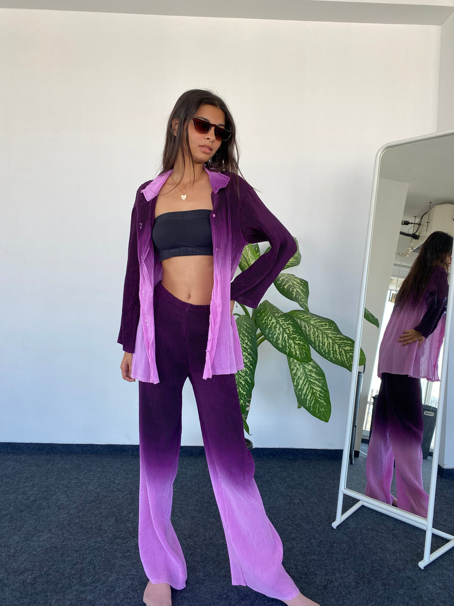 Elevate Your Travel Style with the Enchanting Lilac Ombre Georgette Co-ord Set