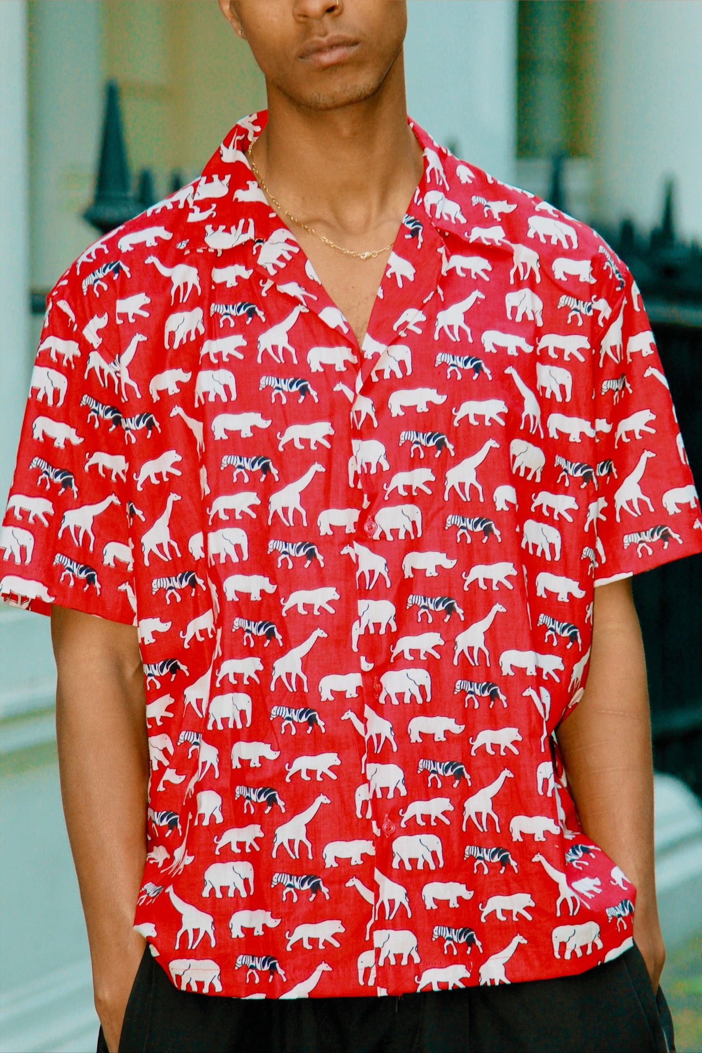 Animal Essence Red Cotton Shirt