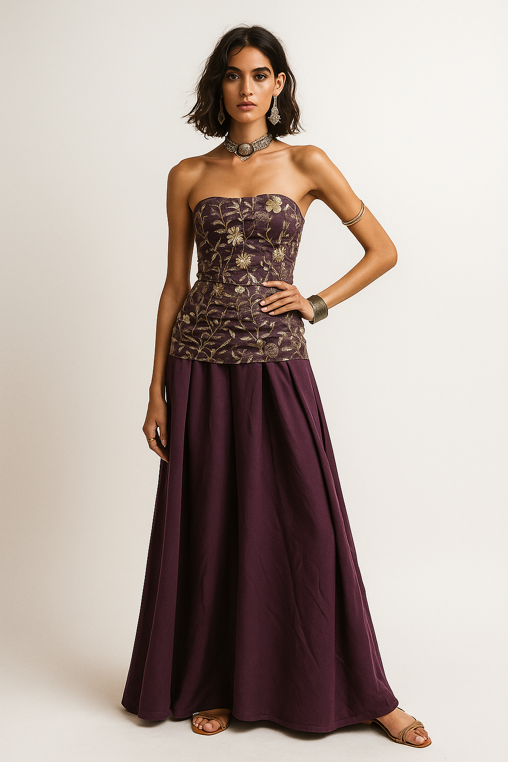 Purple Tube Top & Palazzo Pants Occasion Wear