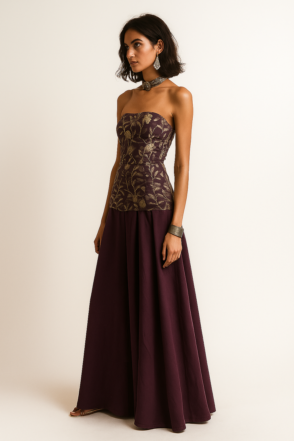 Purple Tube Top & Palazzo Pants Occasion Wear