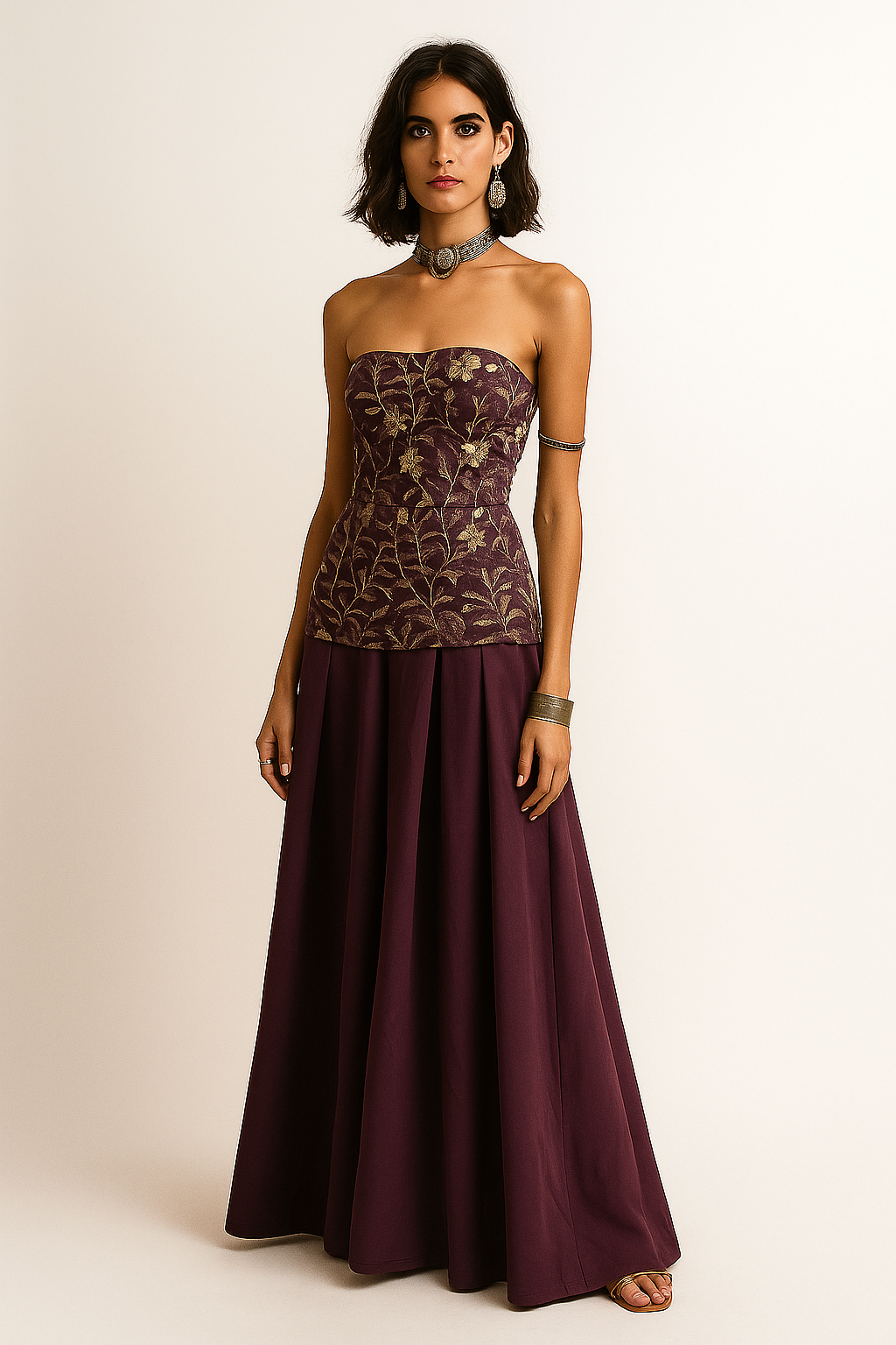 Purple Tube Top & Palazzo Pants Occasion Wear