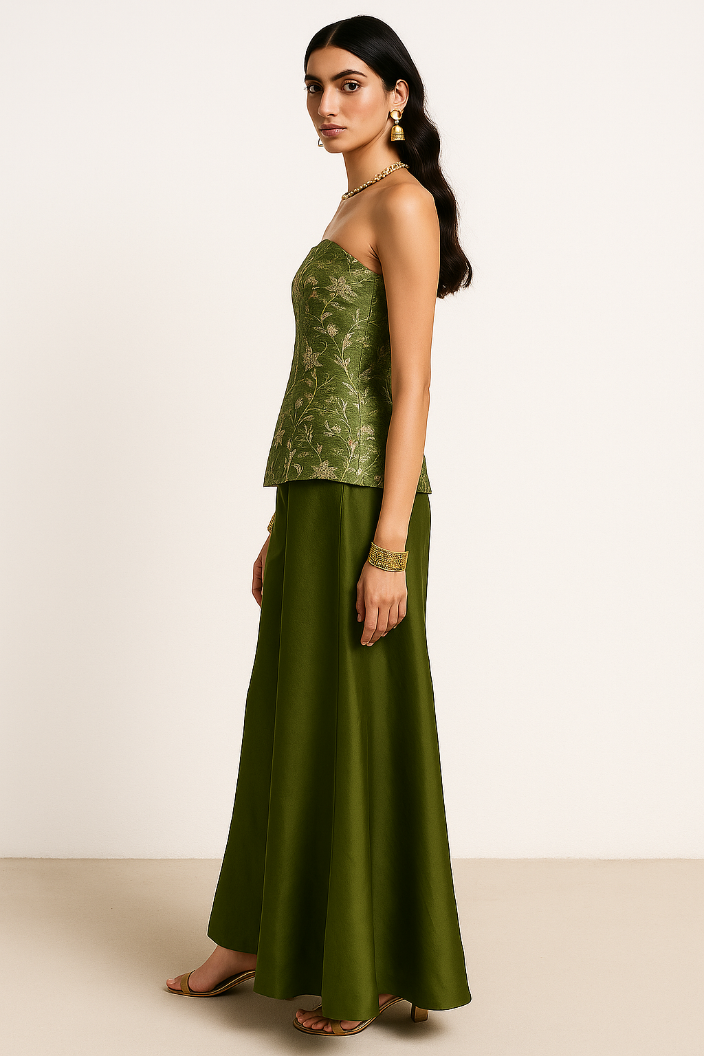 Green Tube Top & Palazzo Pants Occasion Wear