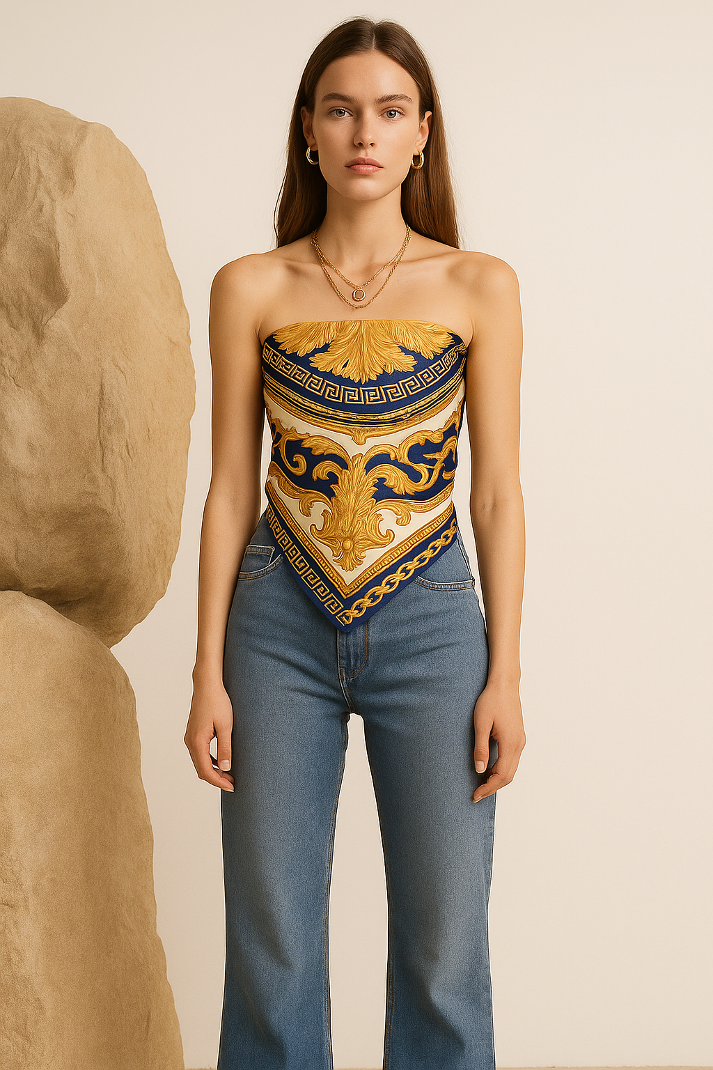 Gold Jeweled Scarf top