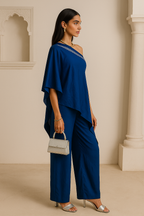 Royal One Shoulder Coord set Blue