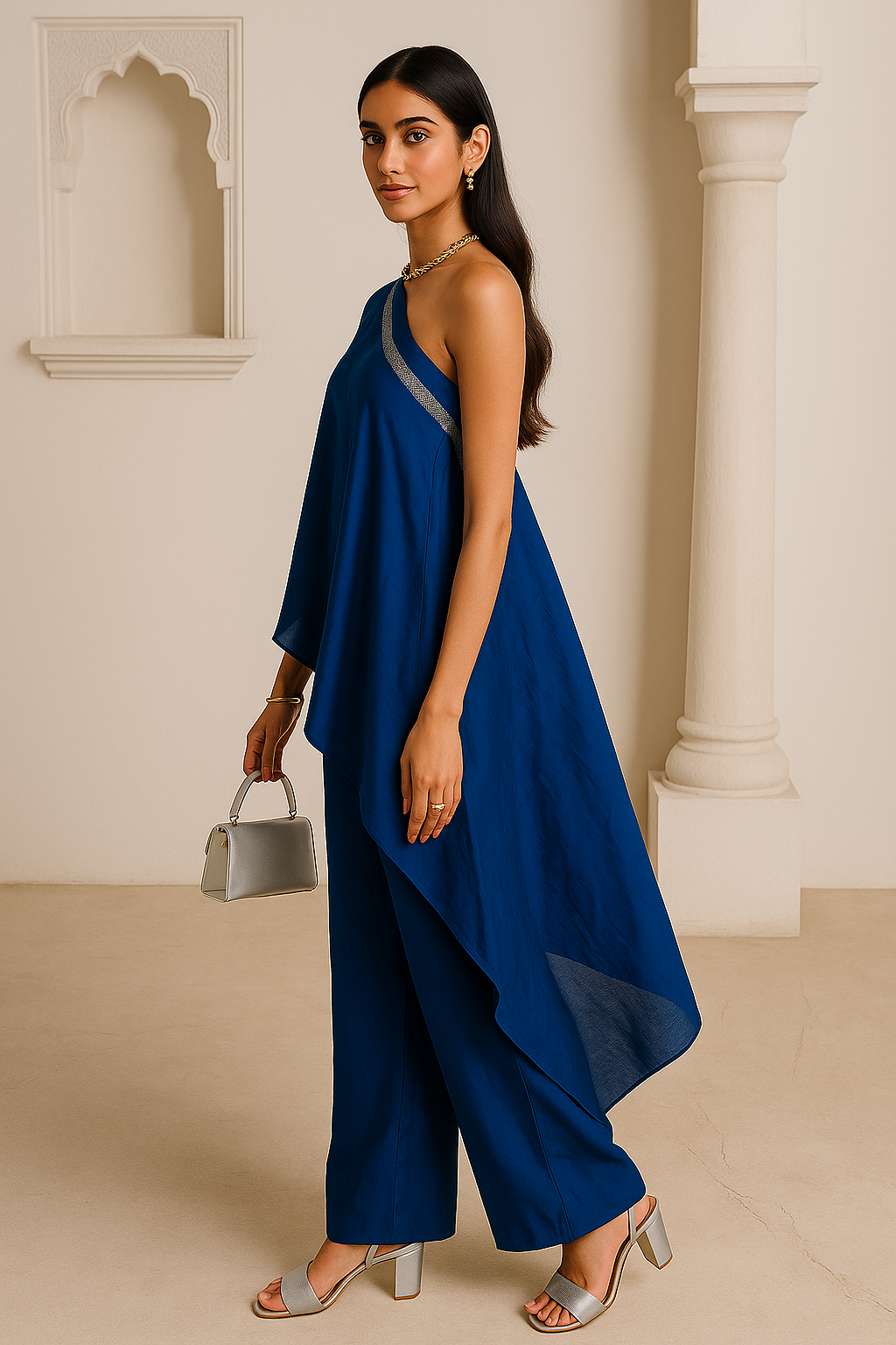 Royal One Shoulder Coord set Blue
