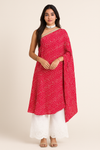 Rangdhani One Shoulder Bandhani Pink Kurta
