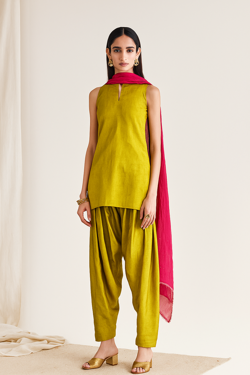 Farshi Salwar Suit Neon Green