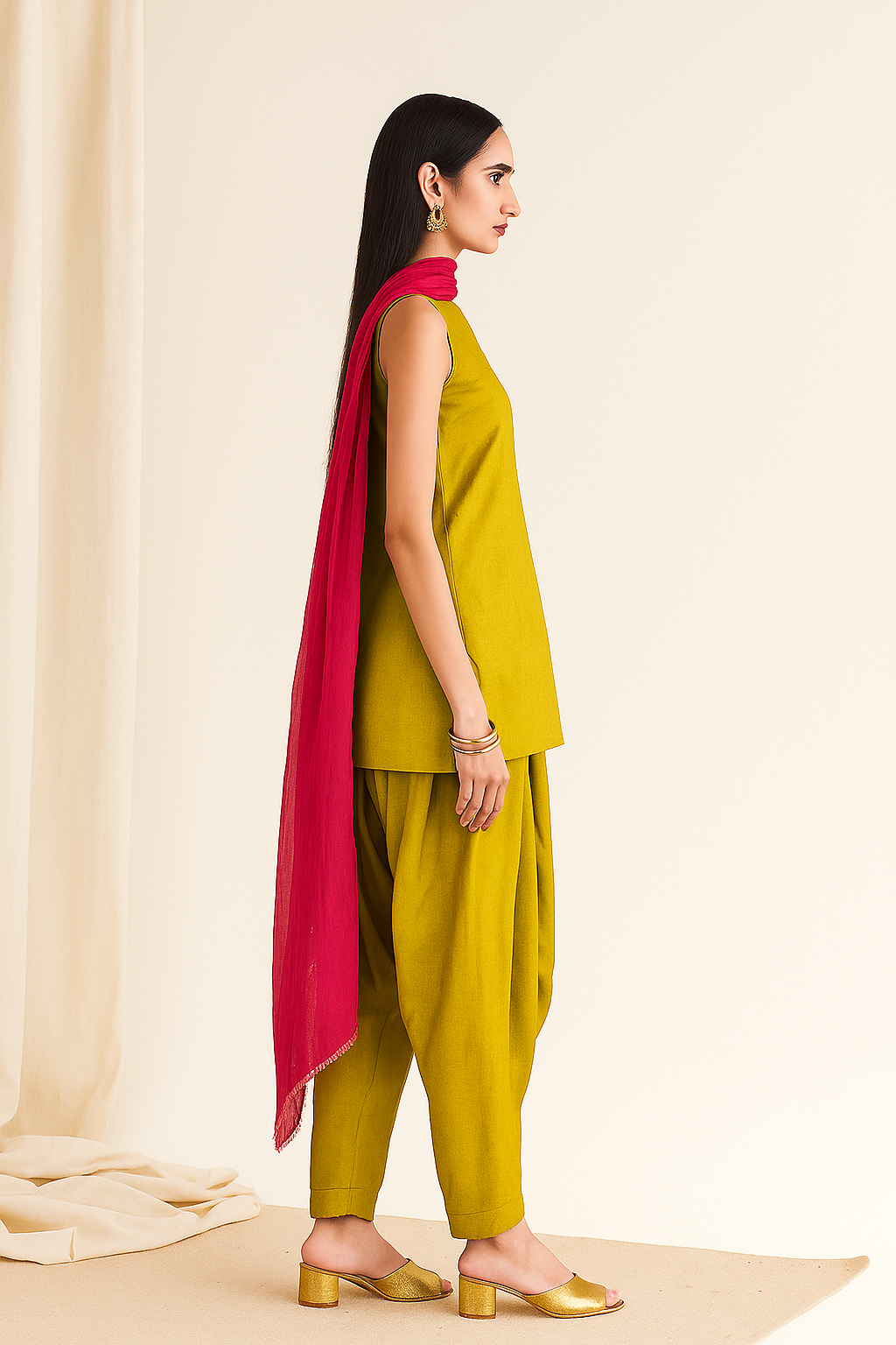 Farshi Salwar Suit Neon Green