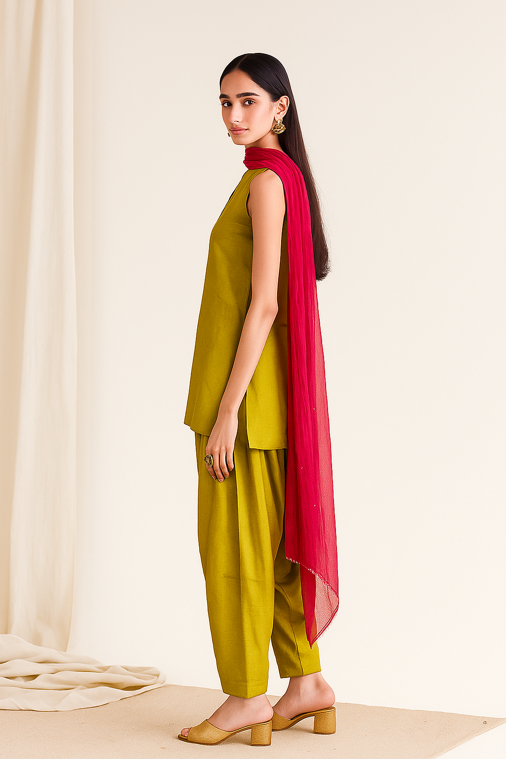 Farshi Salwar Suit Neon Green