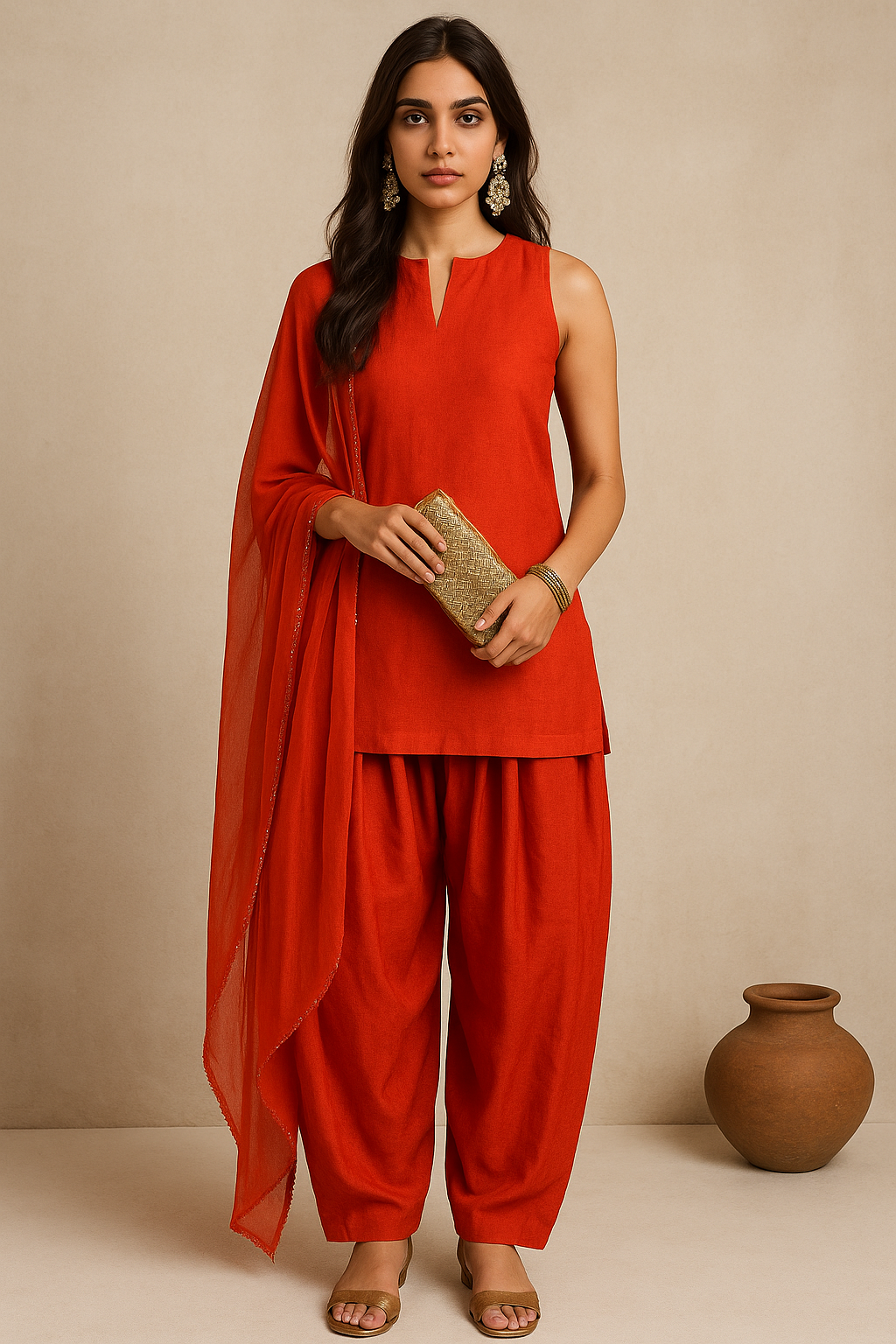 Farshi Salwar Suit Orange