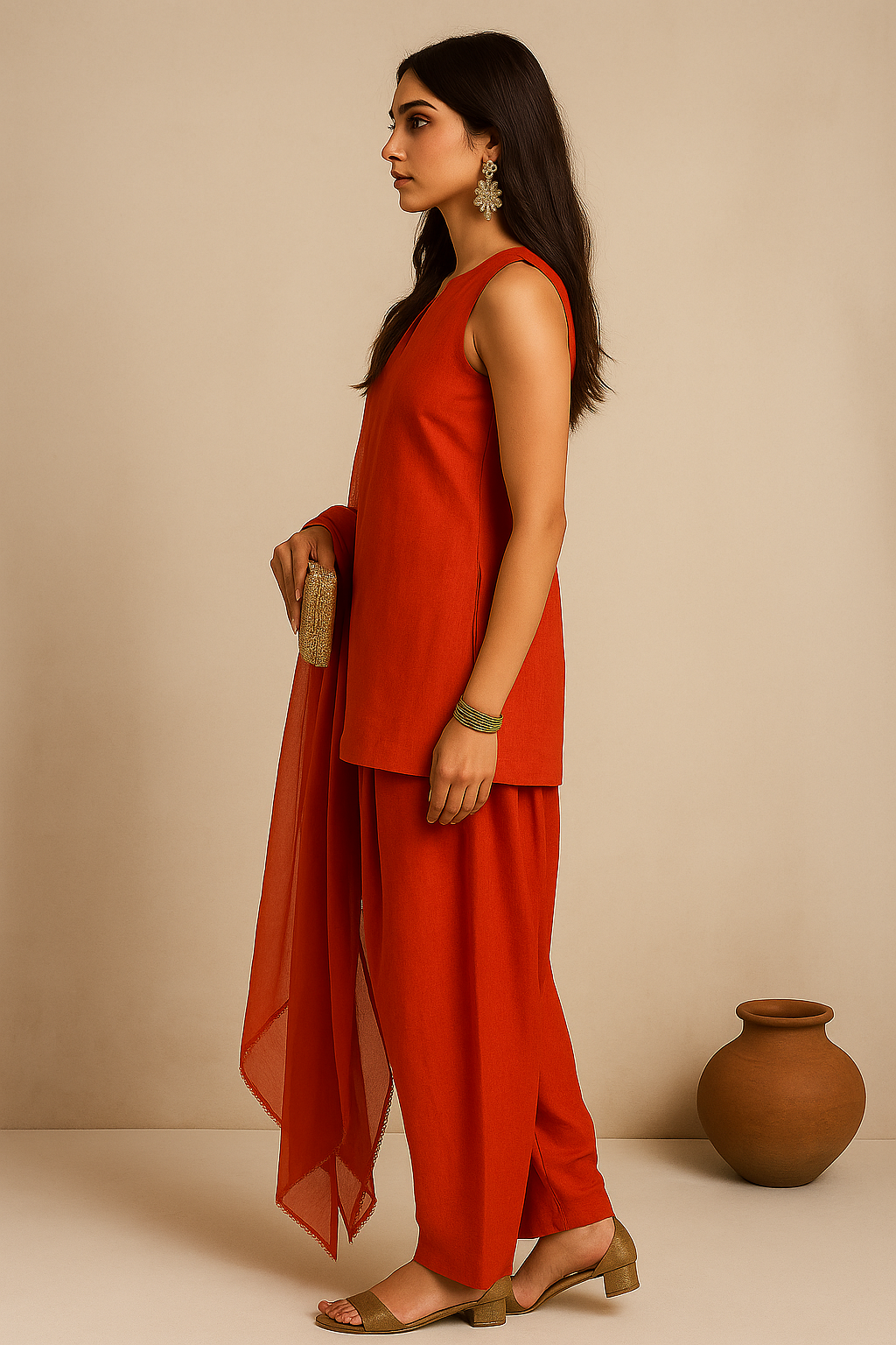 Farshi Salwar Suit Orange