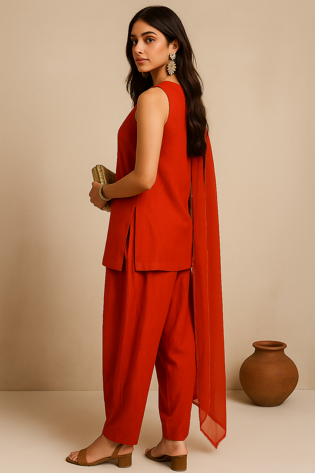 Farshi Salwar Suit Orange