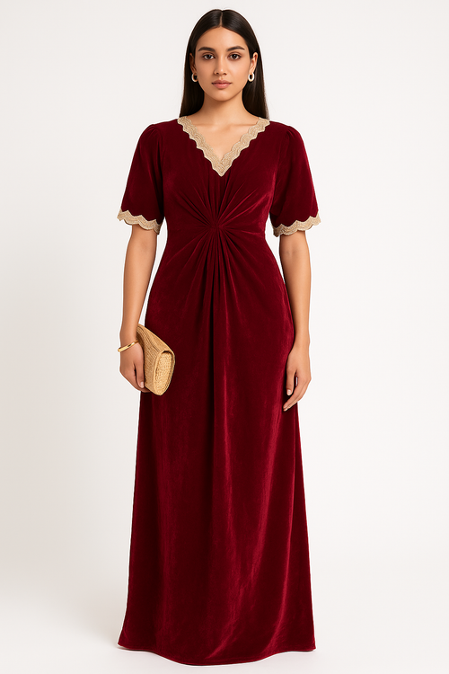 Ada Velvet Gown Maroon