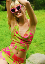 Neon Silk Top & Skirt Coord Set