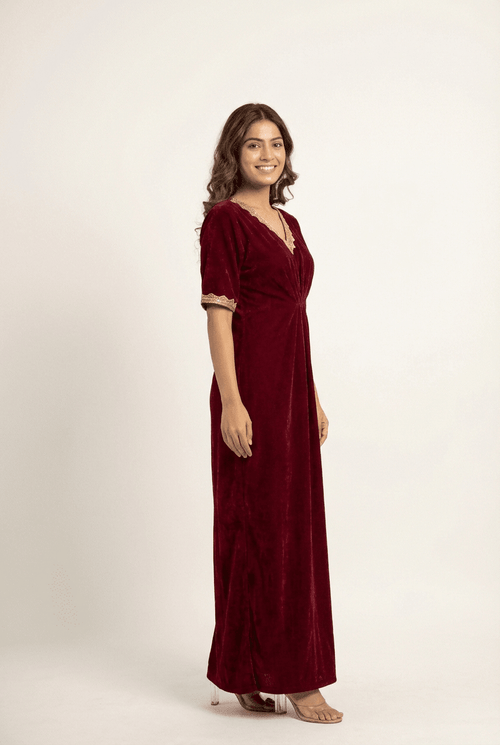 Ada Velvet Gown Maroon