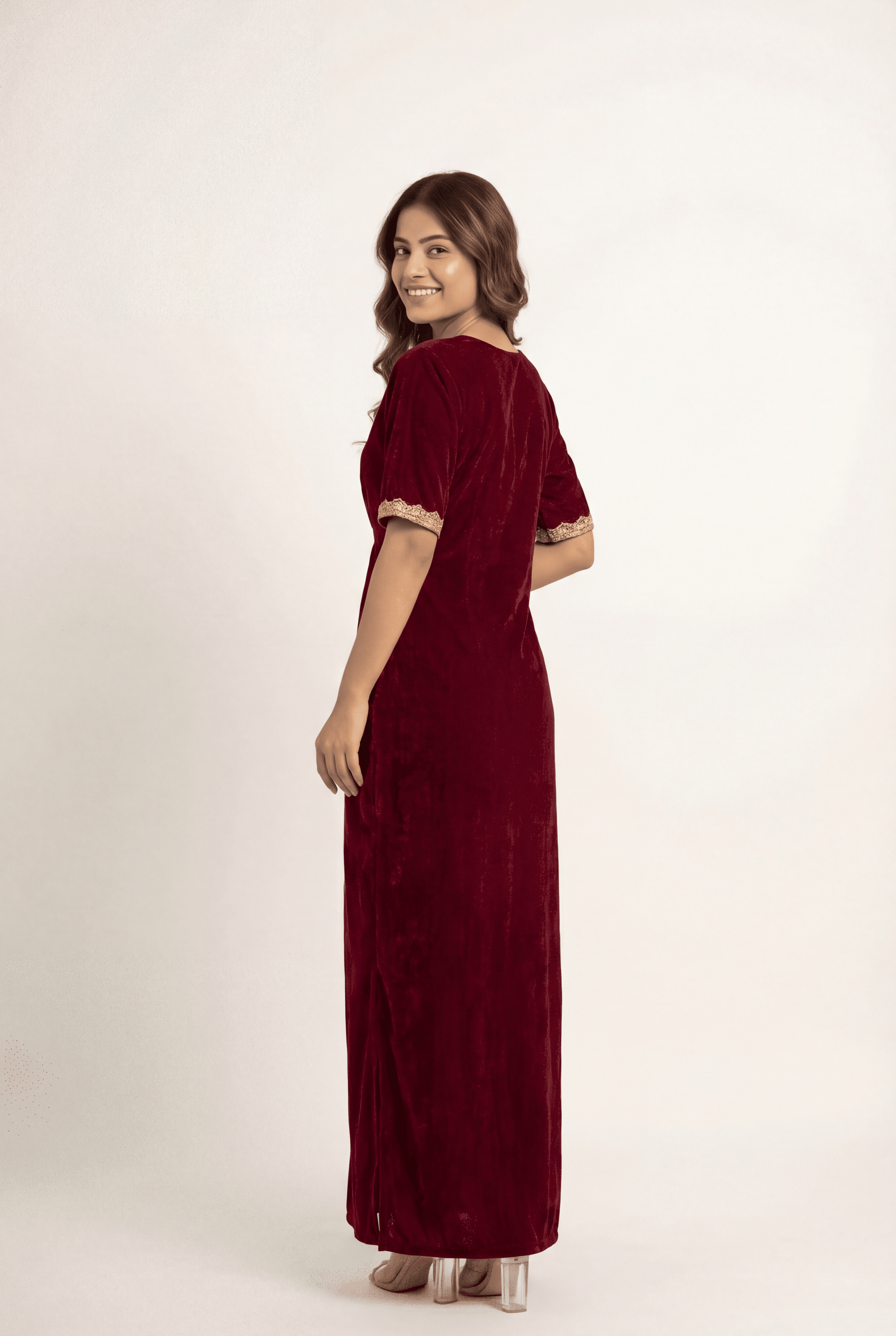 Ada Velvet Gown Maroon