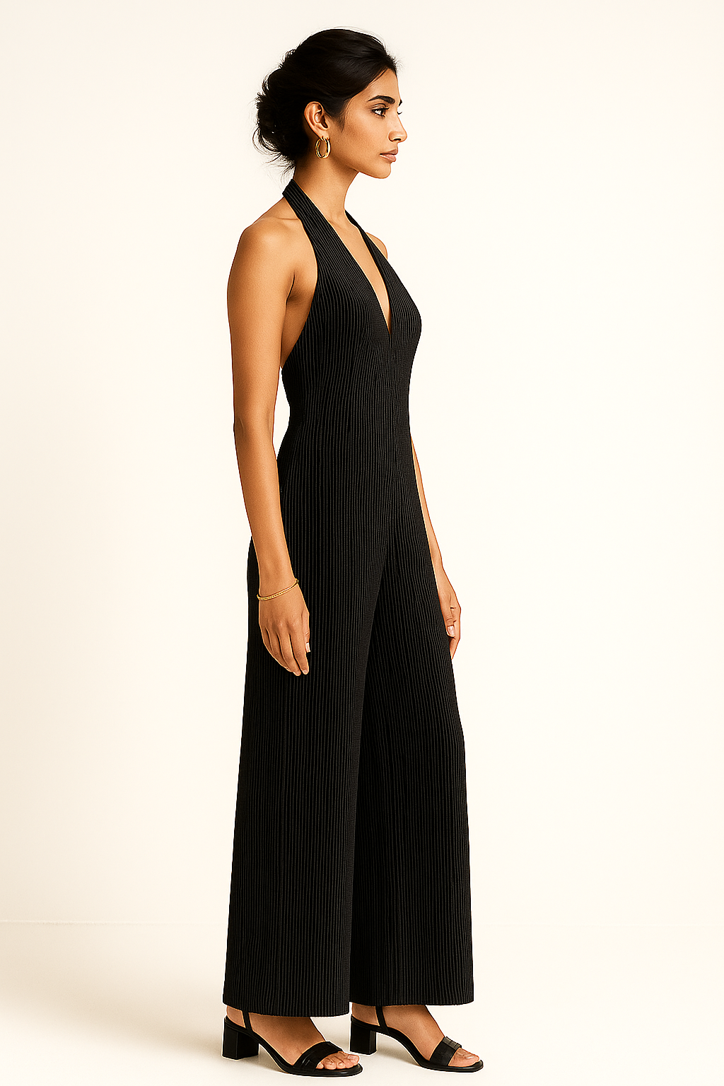 Melange Jumpsuit Black Dress