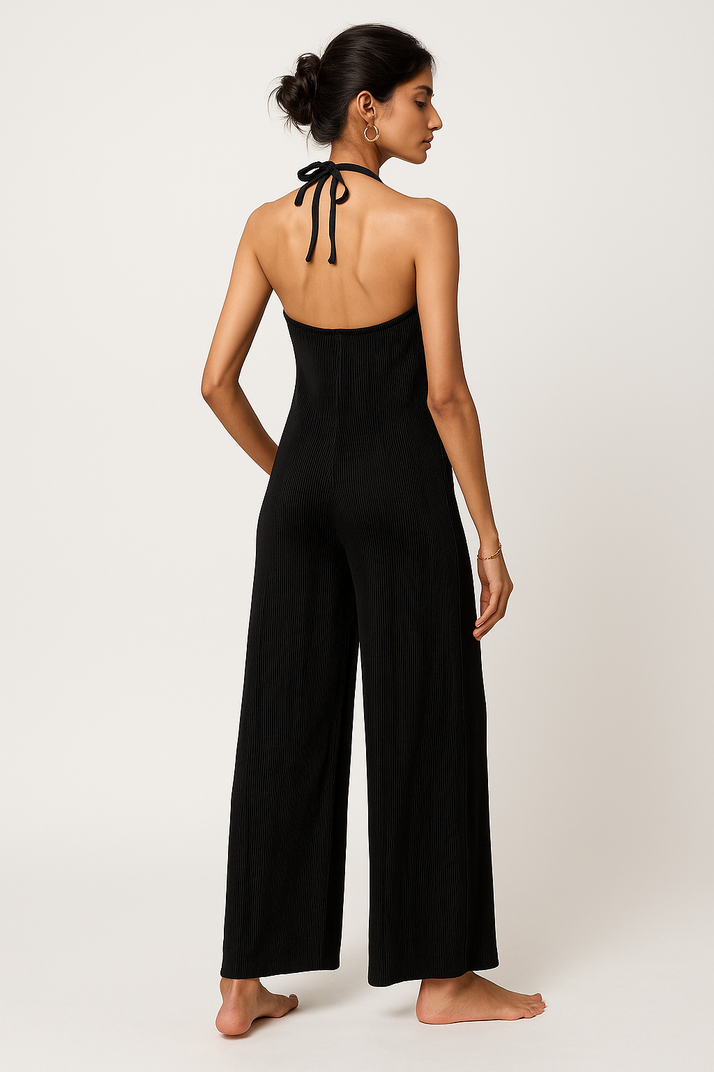 Melange Jumpsuit Black Dress
