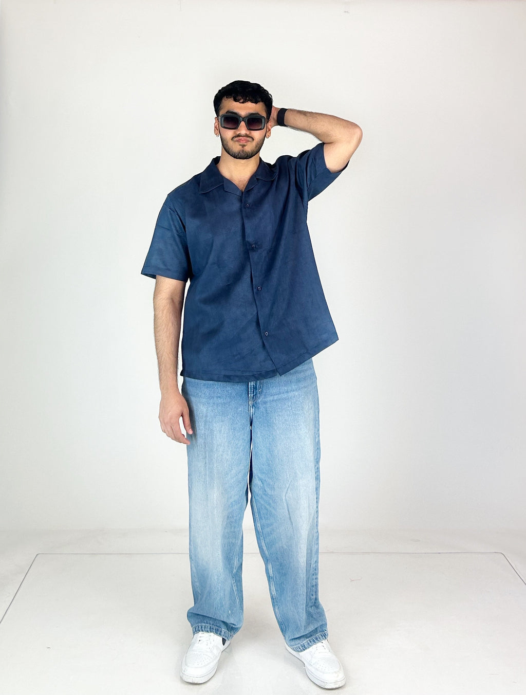 Navy Suede Unisex Shirt