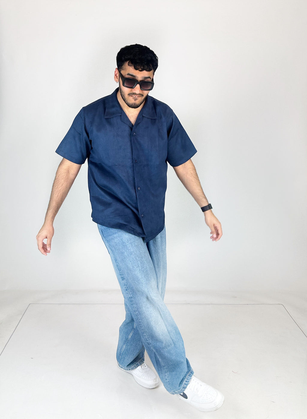 Navy Suede Unisex Shirt