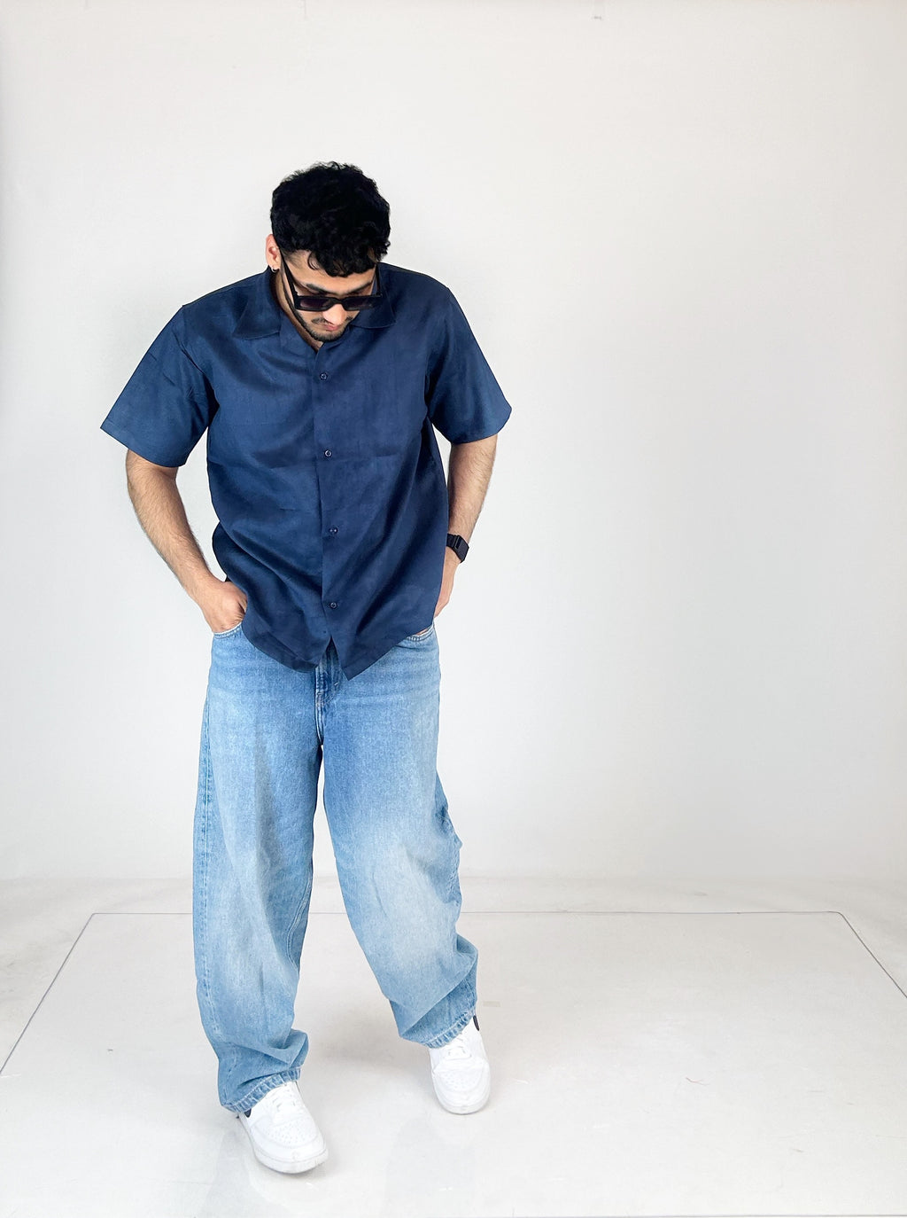 Navy Suede Unisex Shirt