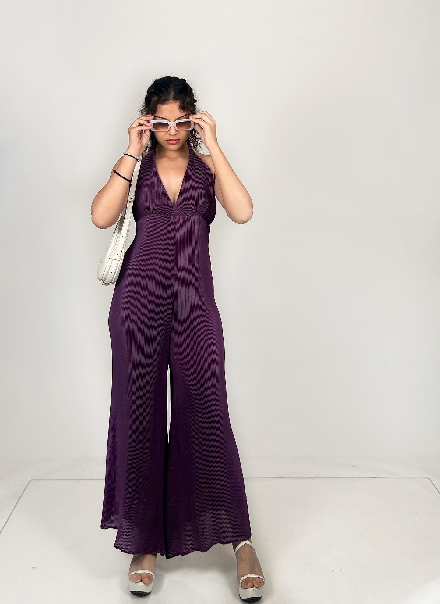 Melange Jumpsuit Purple Dress