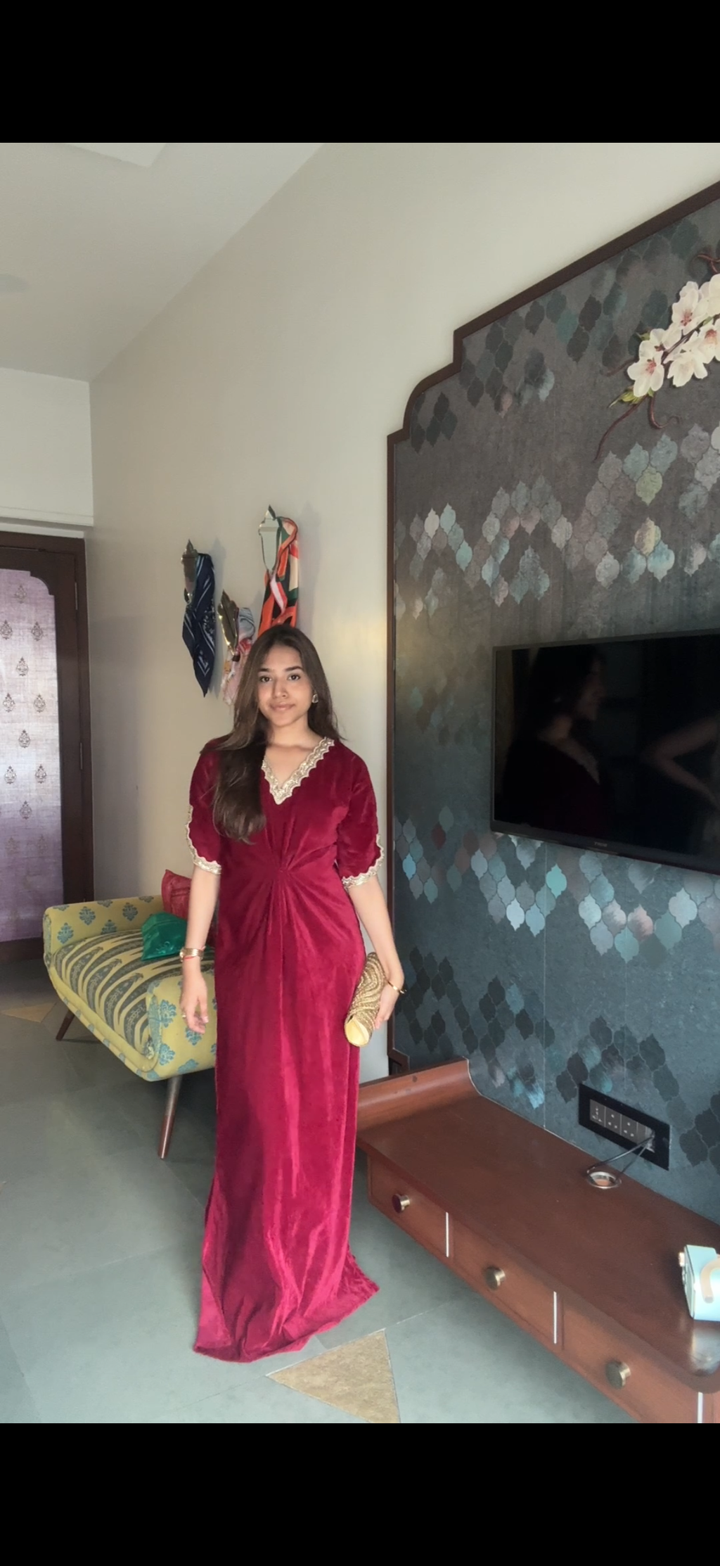 Ada Velvet Gown Maroon