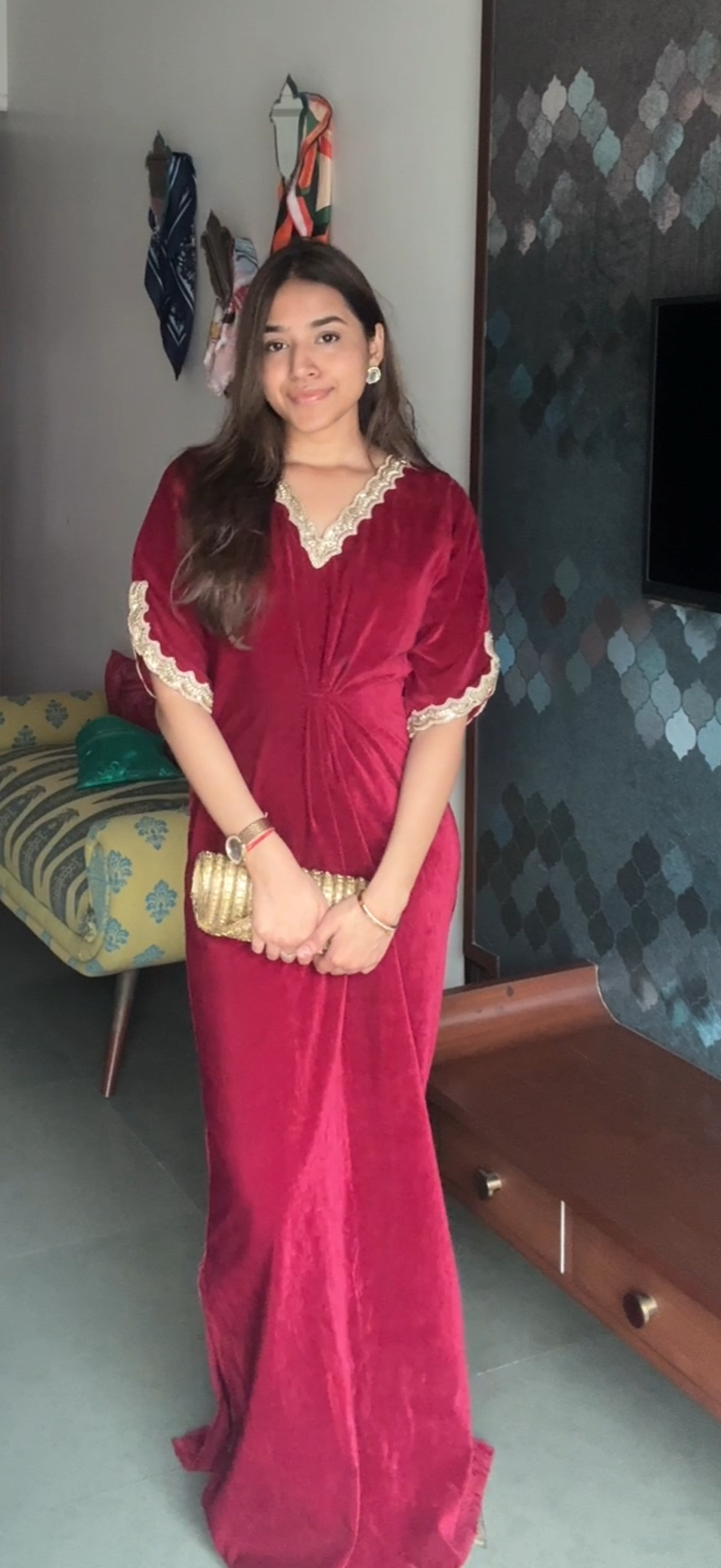 Ada Velvet Gown Maroon