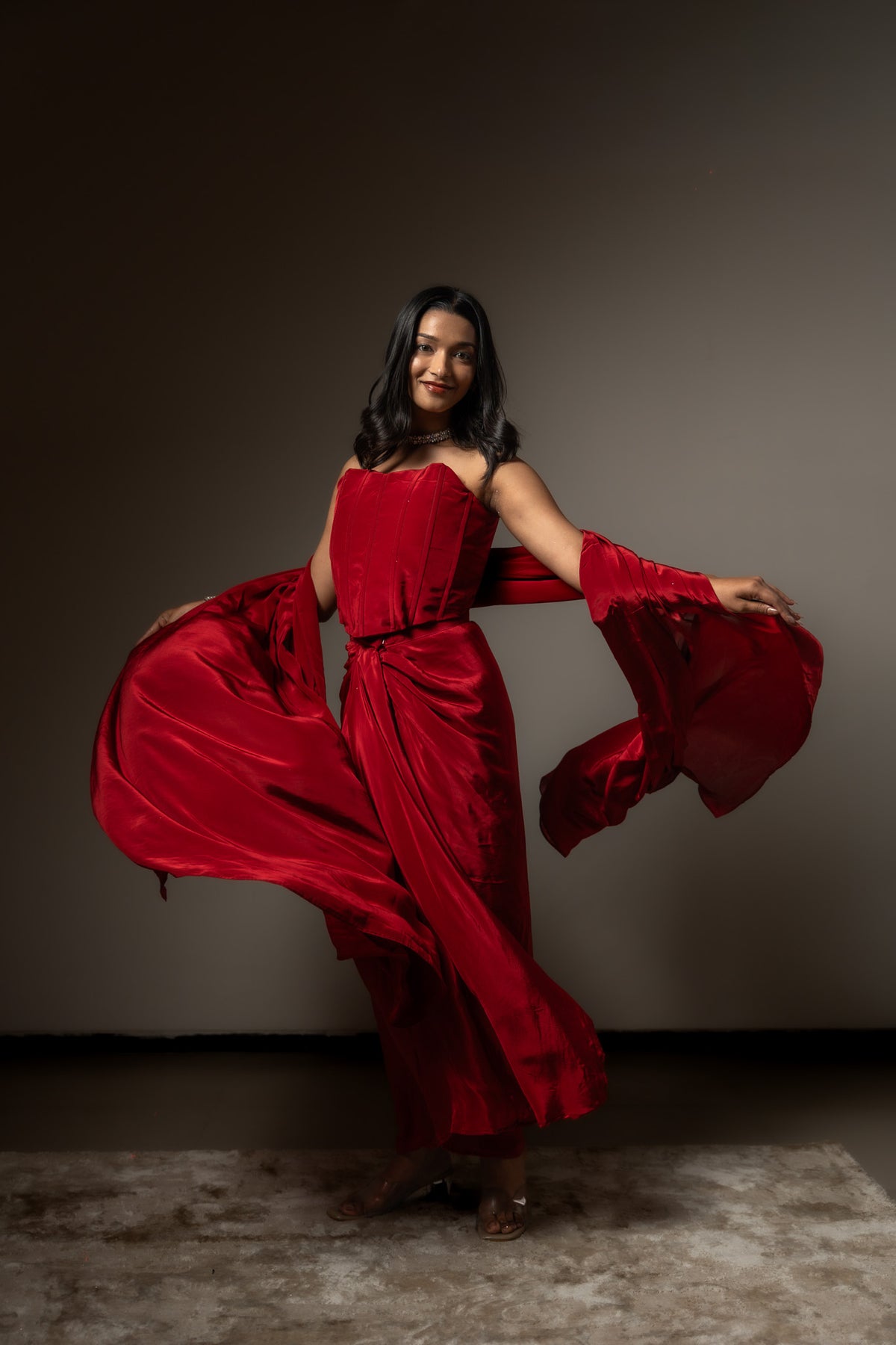 Crimson corset Top and Skirt