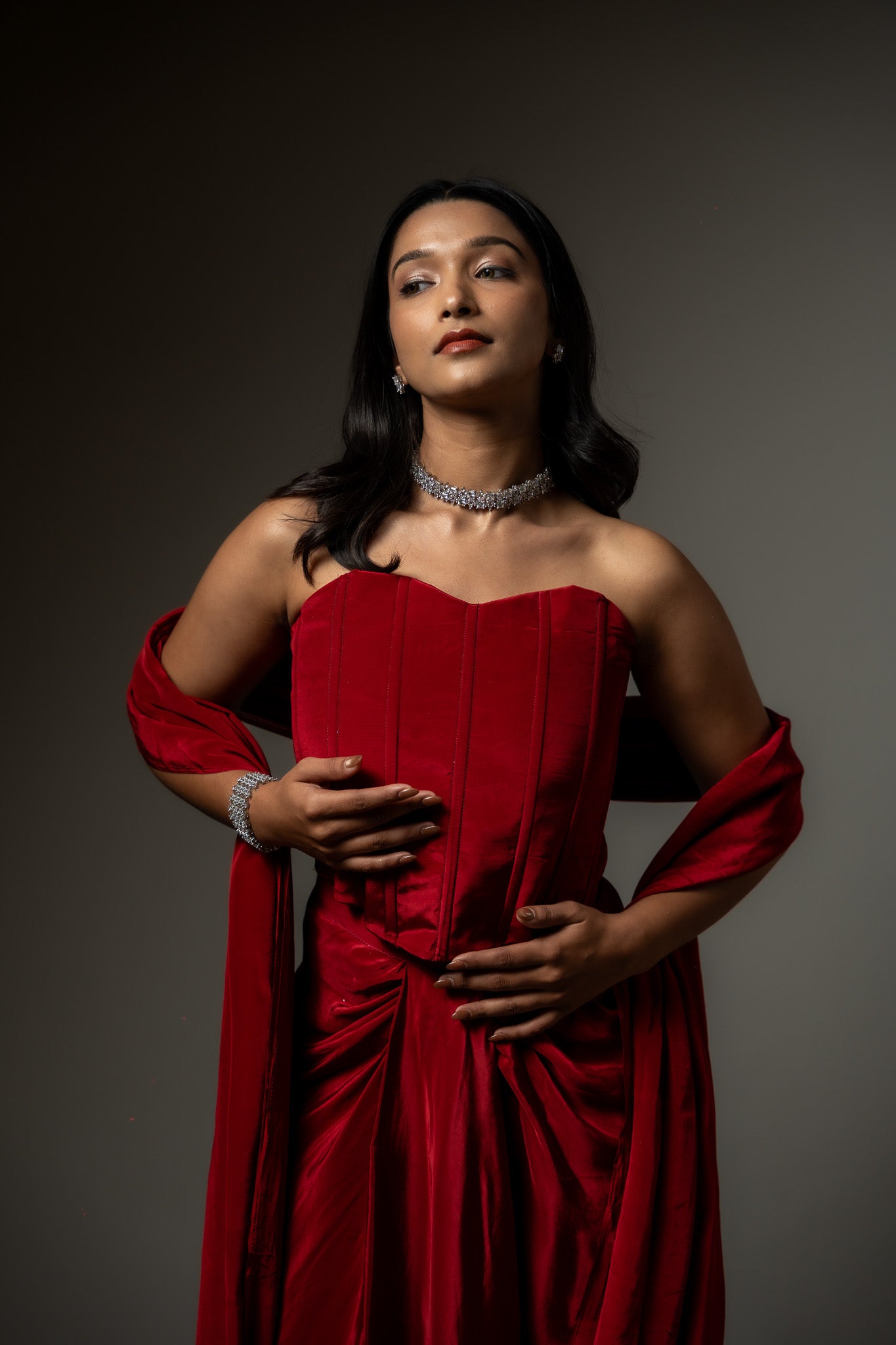 Crimson corset Top and Skirt