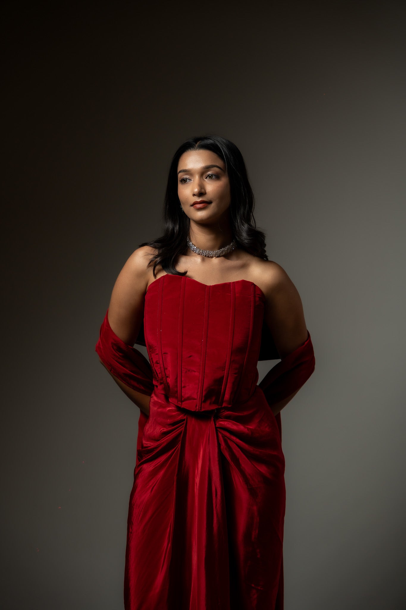 Crimson corset Top and Skirt