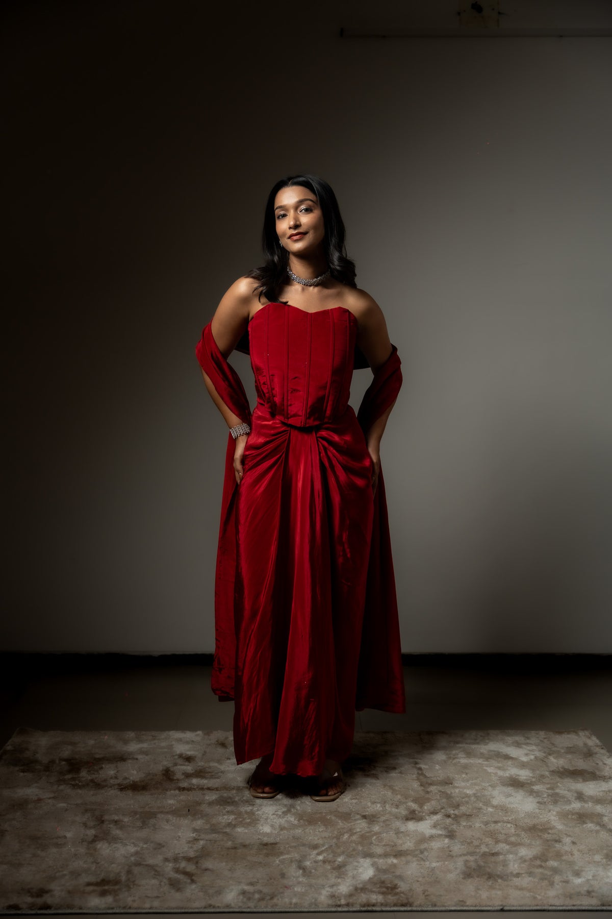 Crimson corset Top and Skirt