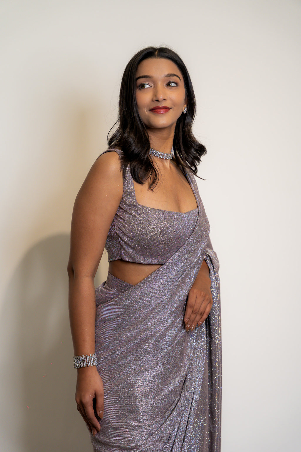 Lush bling pre drapped saree