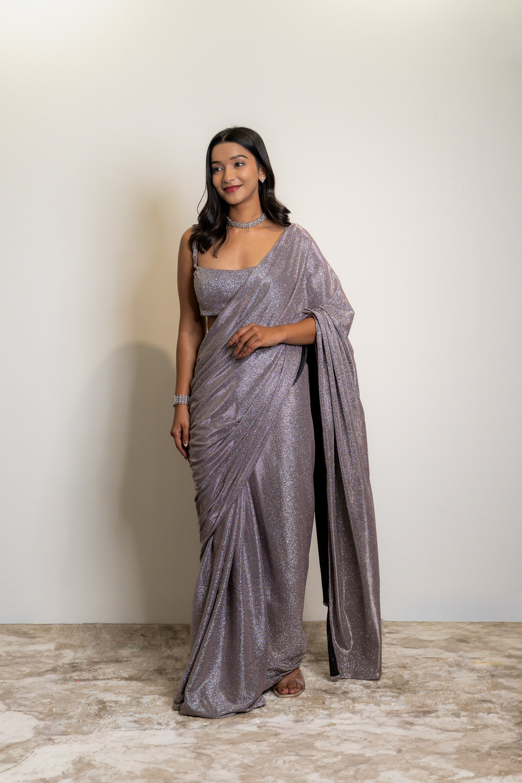 Lush bling pre drapped saree