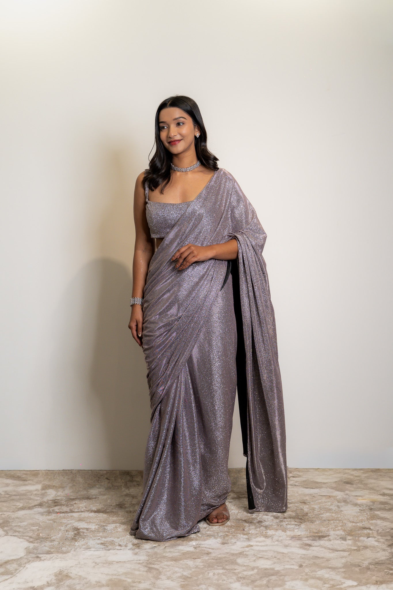 Lush bling pre drapped saree