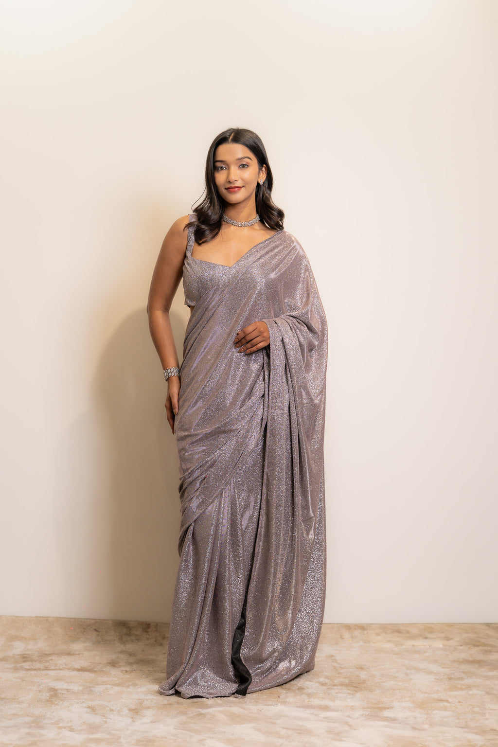 Lush bling pre drapped saree