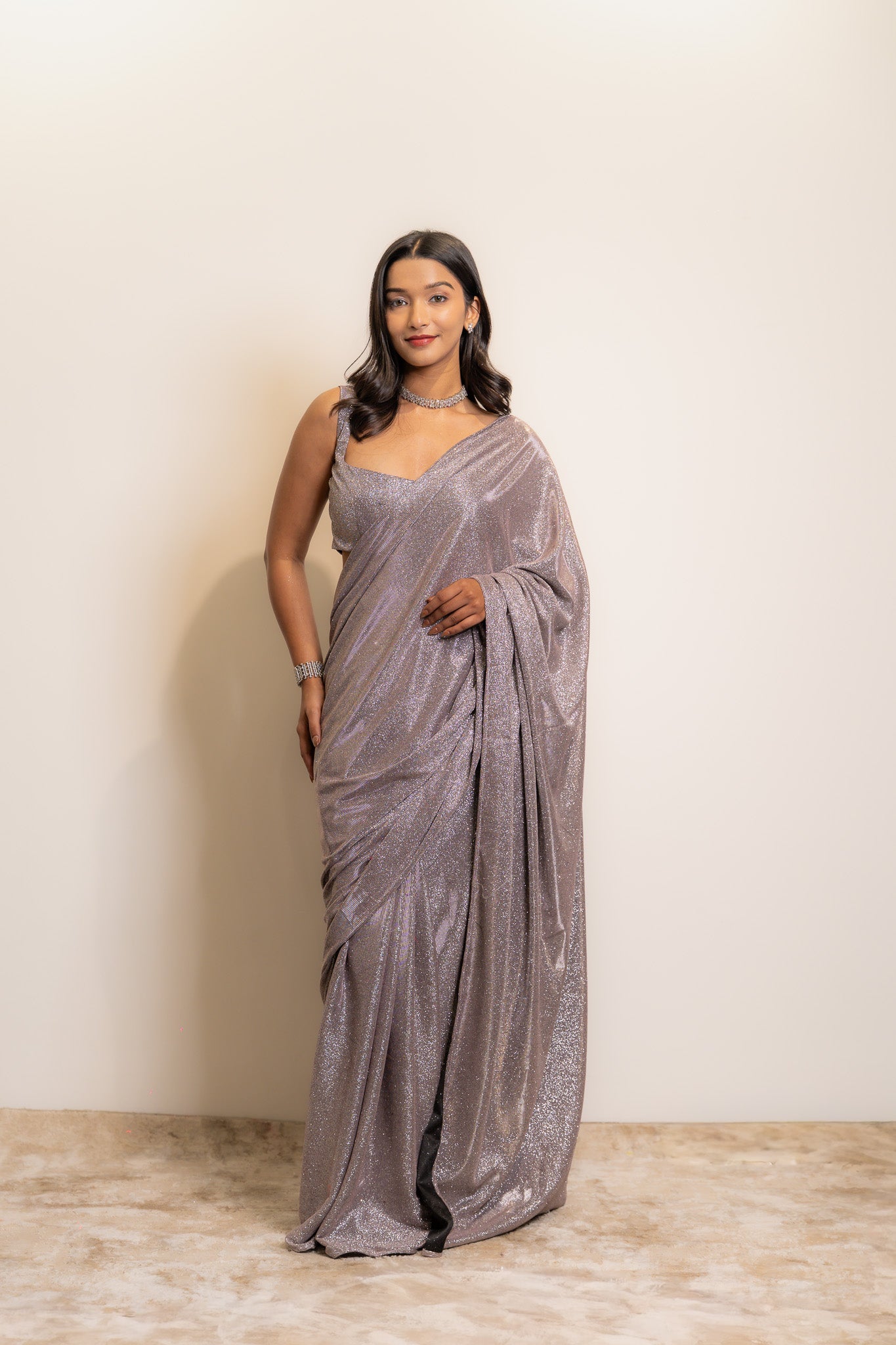 Lush bling pre drapped saree
